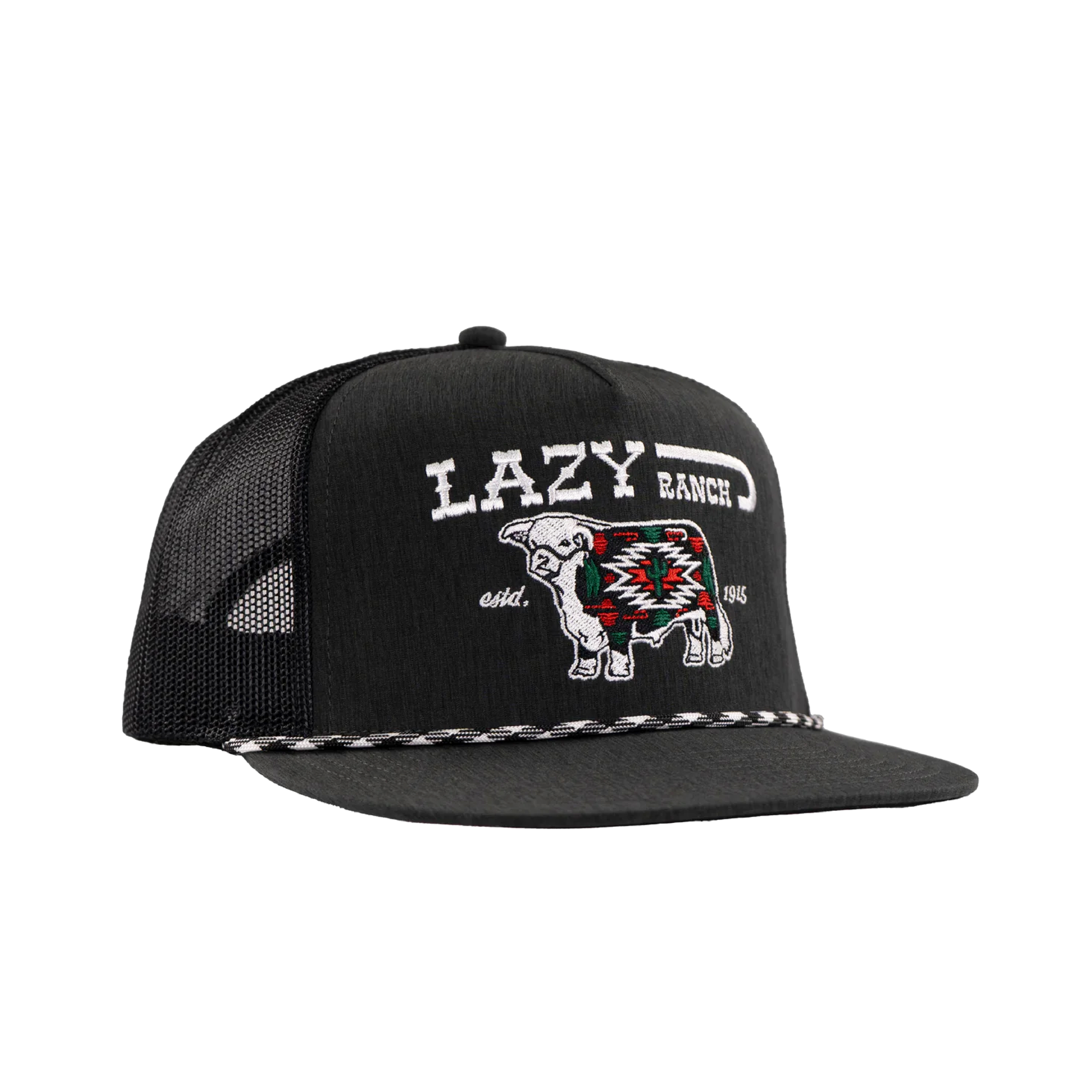 Lazy J Ranch Wear Heather Black White Alpine Classic Rope Cap