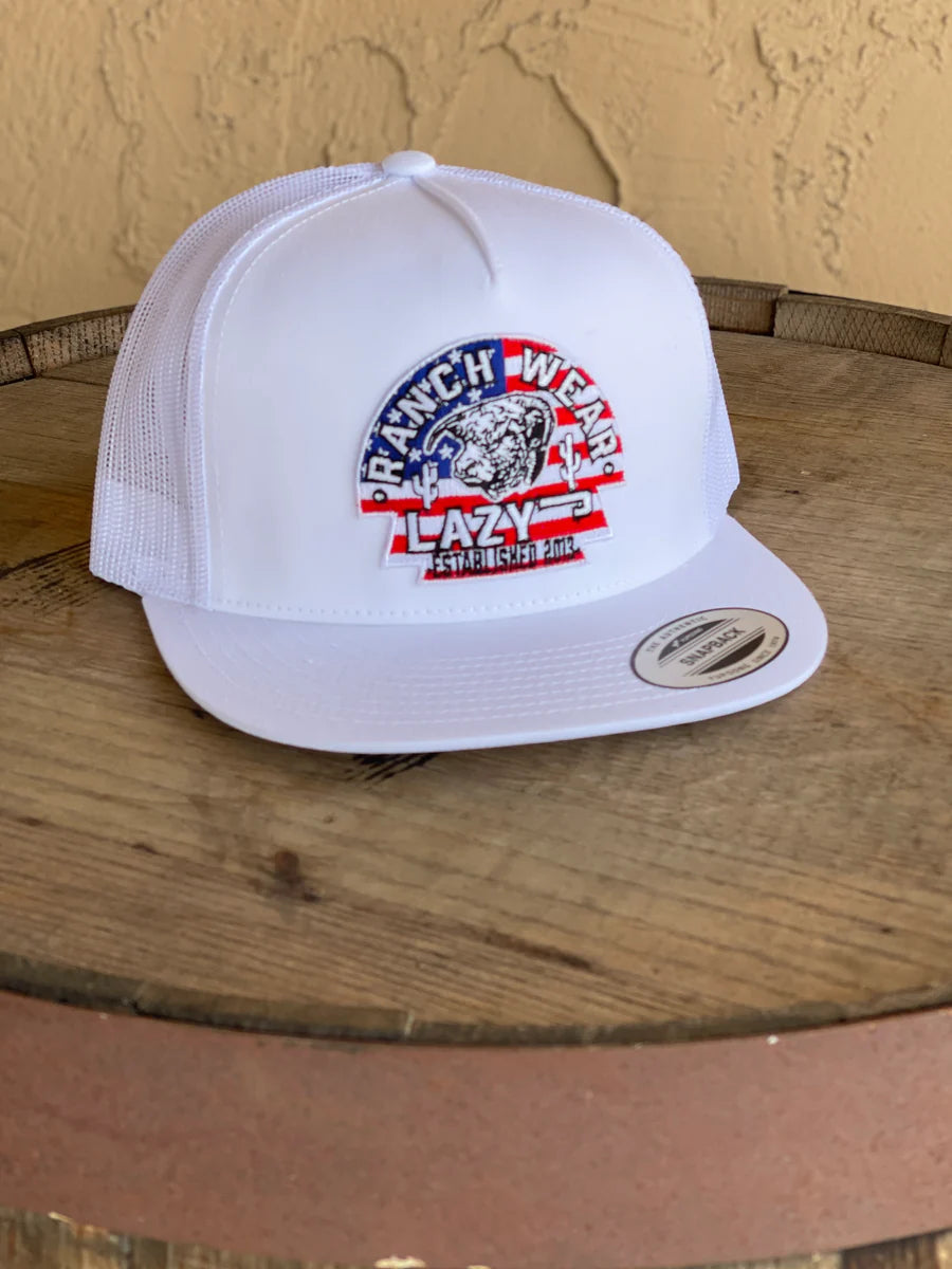 Lazy J Ranch Wear White USA Arrowhead Cap