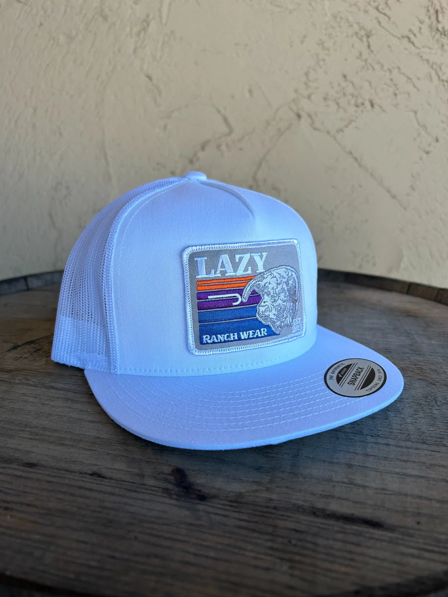 Lazy J Ranch Wear White 4" Sunset Bull Cap