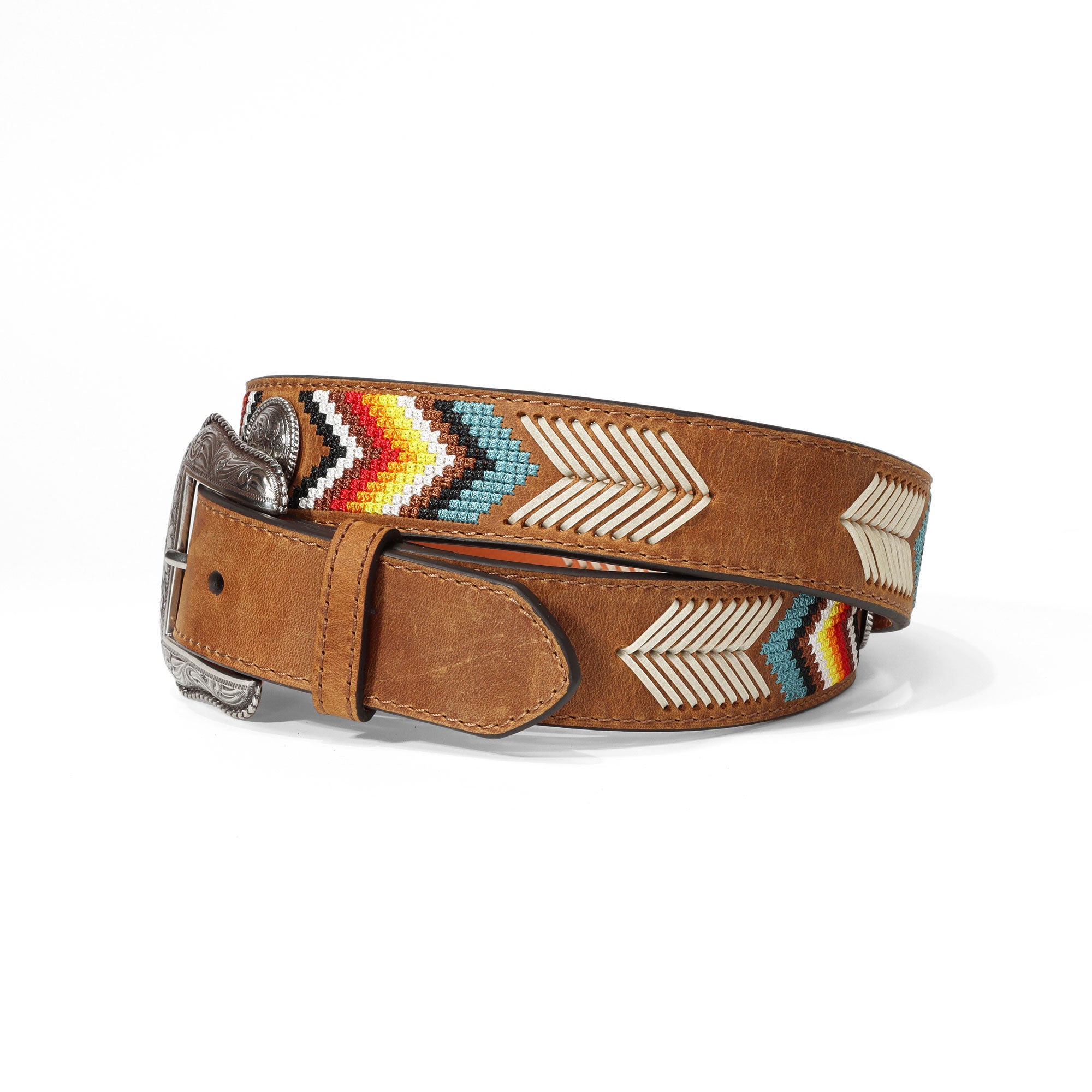 Nocona Medium Brown Embroidered With Conchos Belt