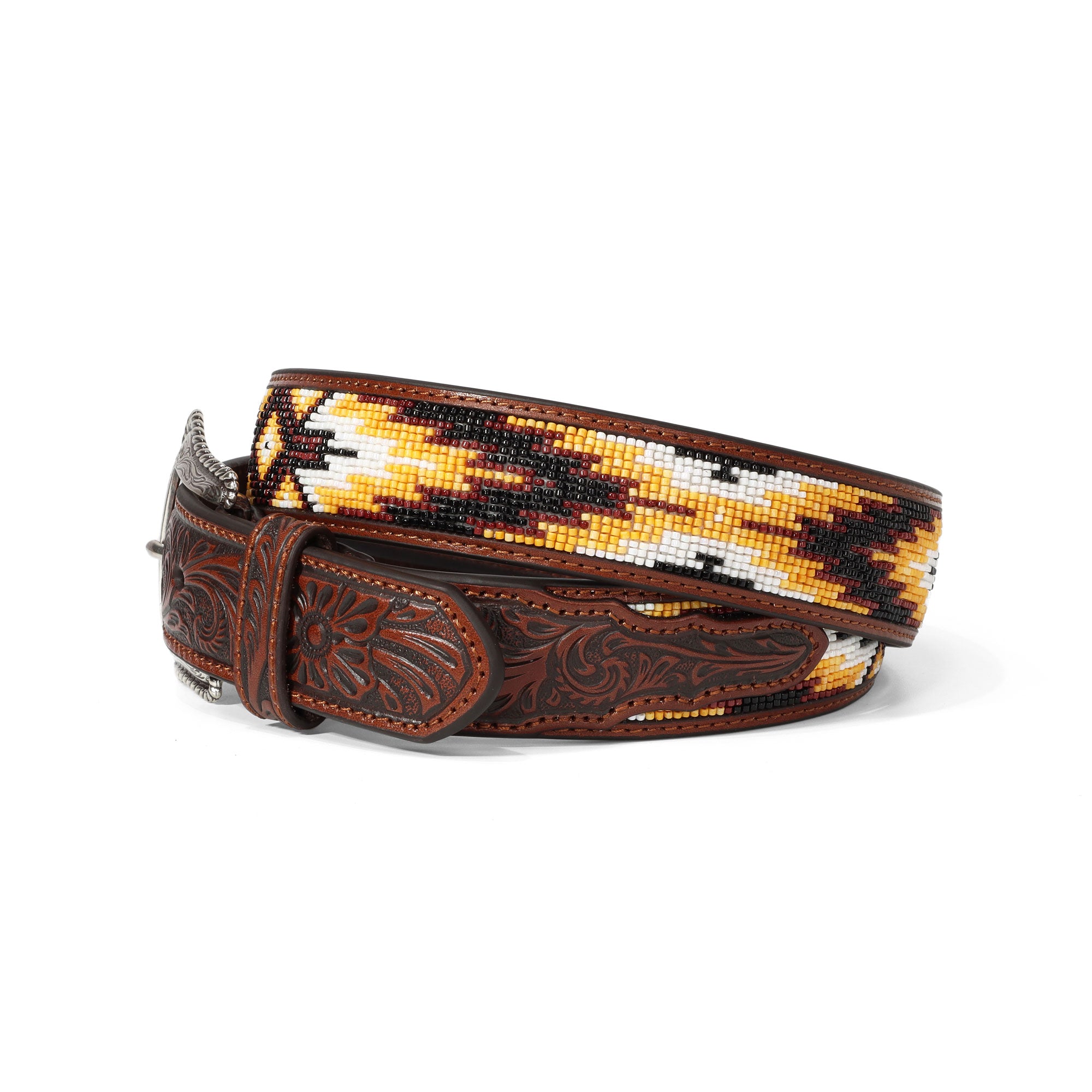 Nocona Brown Beaded Inlay Western Belt