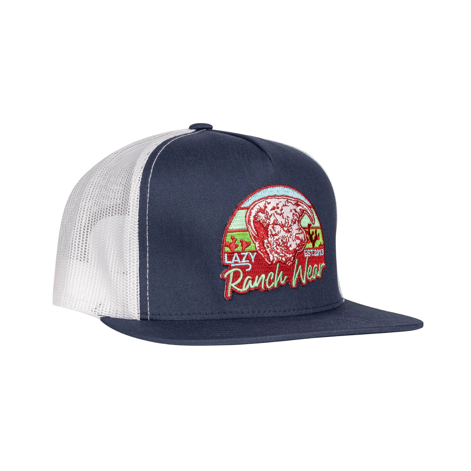 Lazy J Ranch Wear Navy & White Prickly Pear Cap