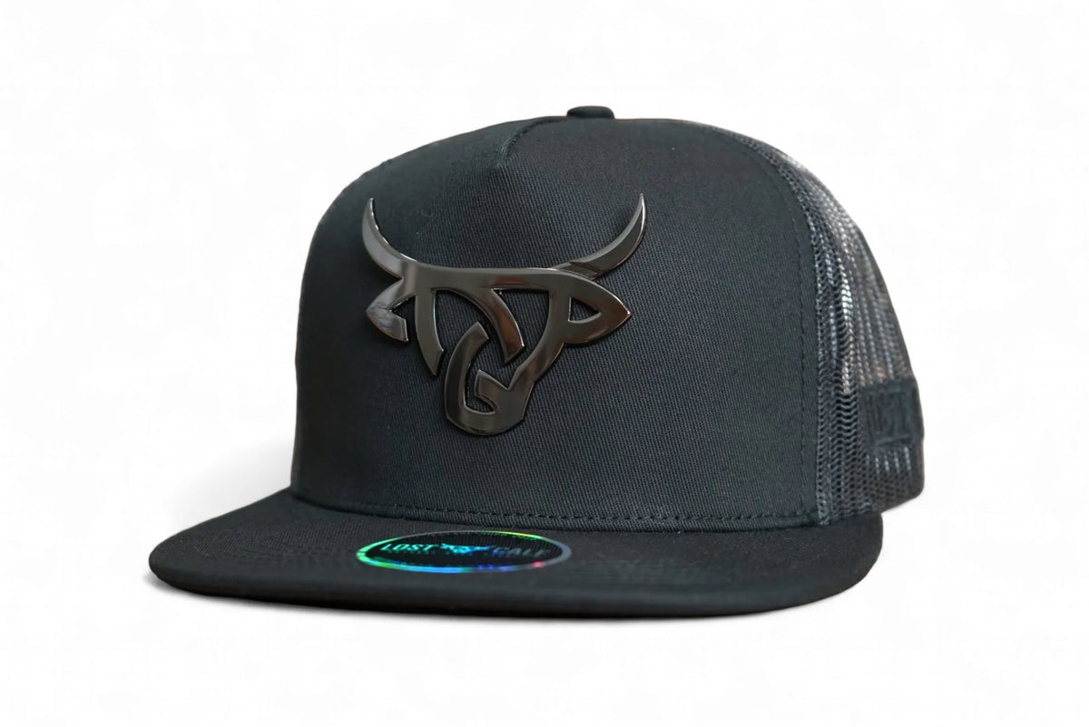 Lost Calf Blackout Iron Flat Bill Trucker Cap