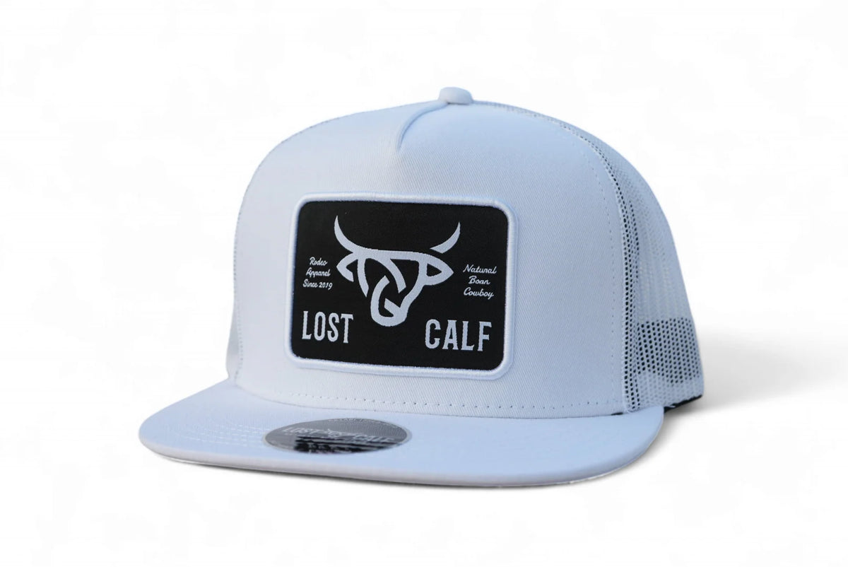 Lost Calf White Flat Plate Trucker Cap