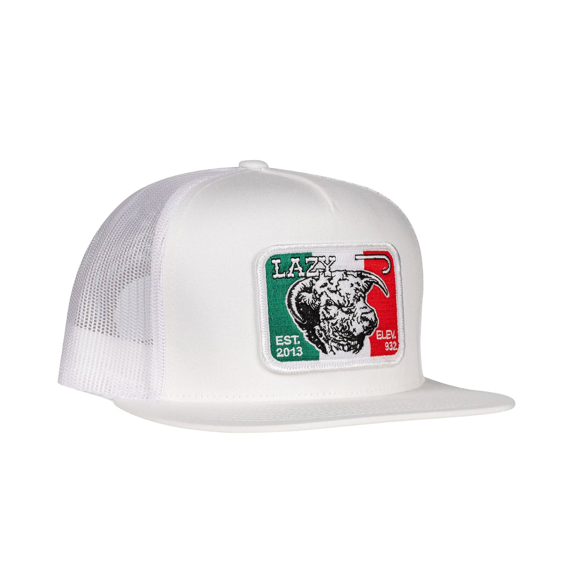 Lazy J Ranch Wear White Mexico Bull Patch Cap