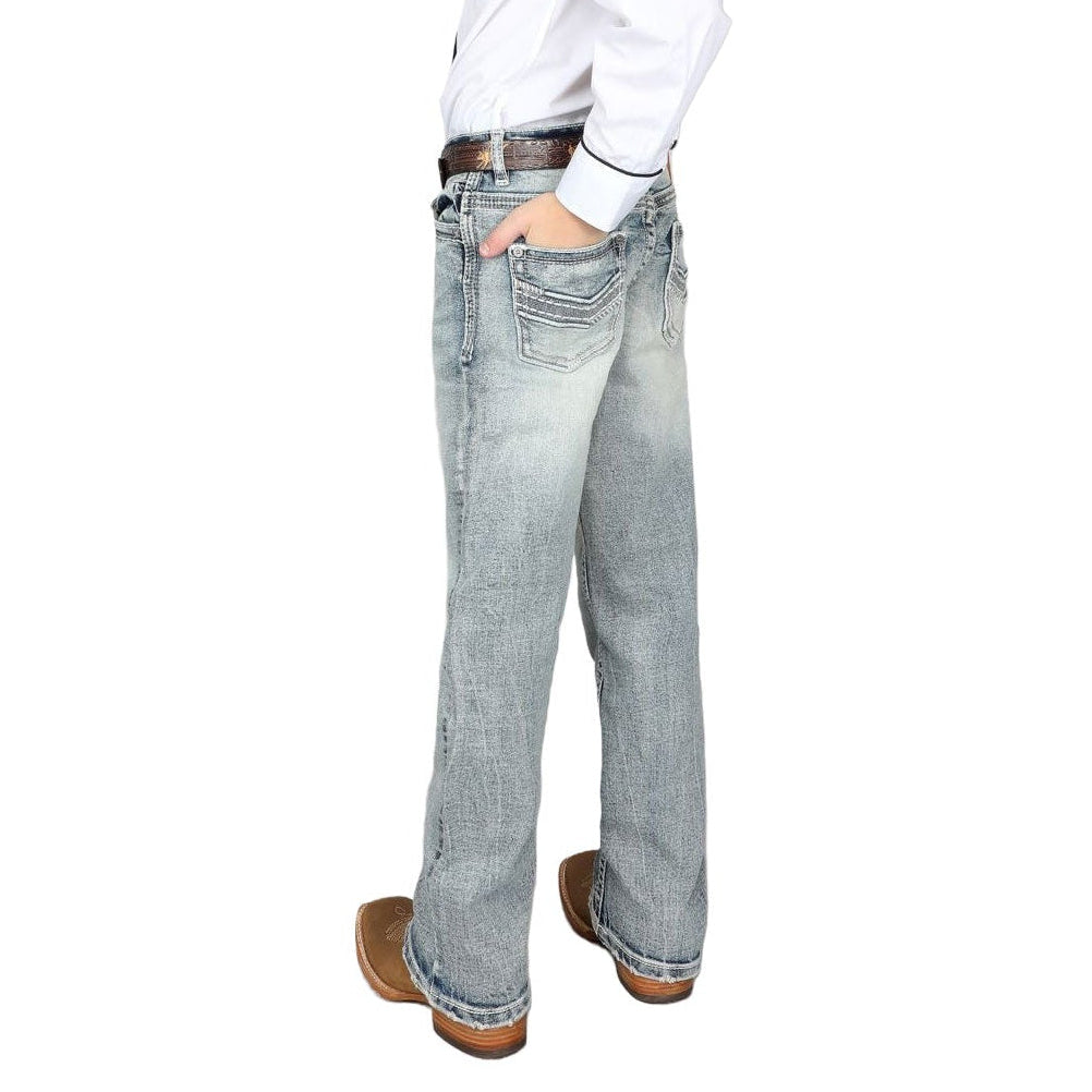 Western Blue Boy's Light Wash Embroidered Premium Jean