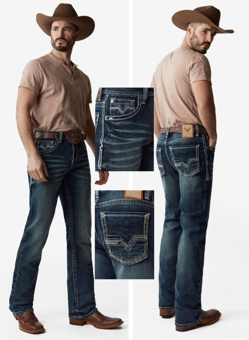 Western Blue Dark Wash Straight Premium Jean