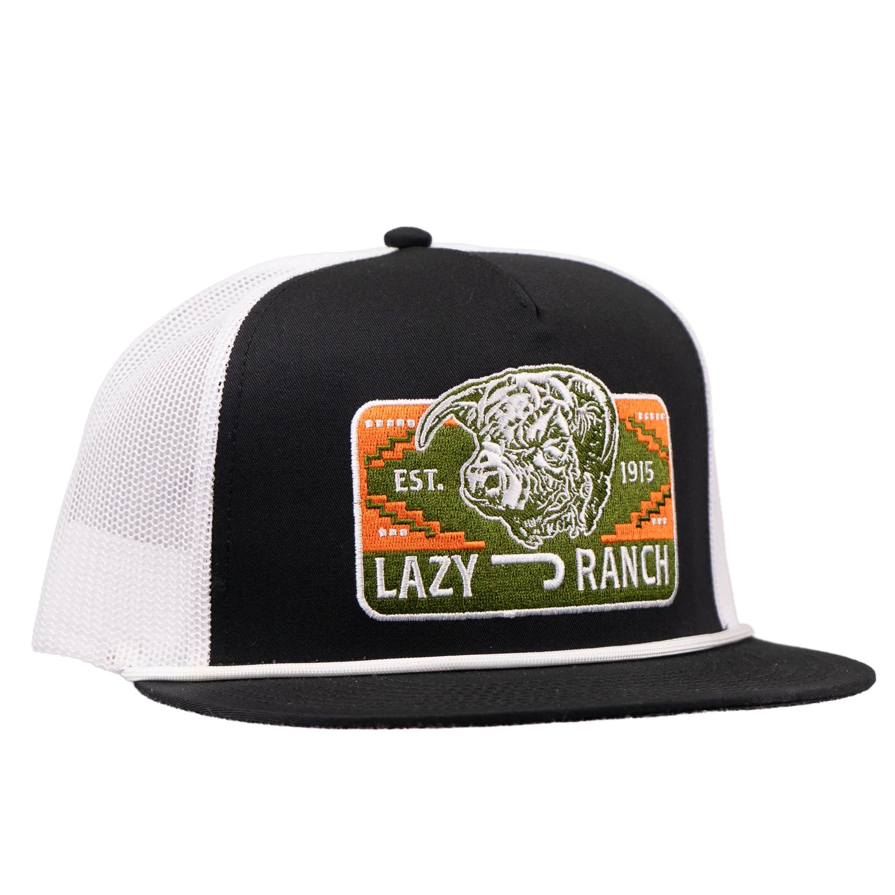 Lazy J Ranch Black & White Presidio Classic Rope Trucker Cap
