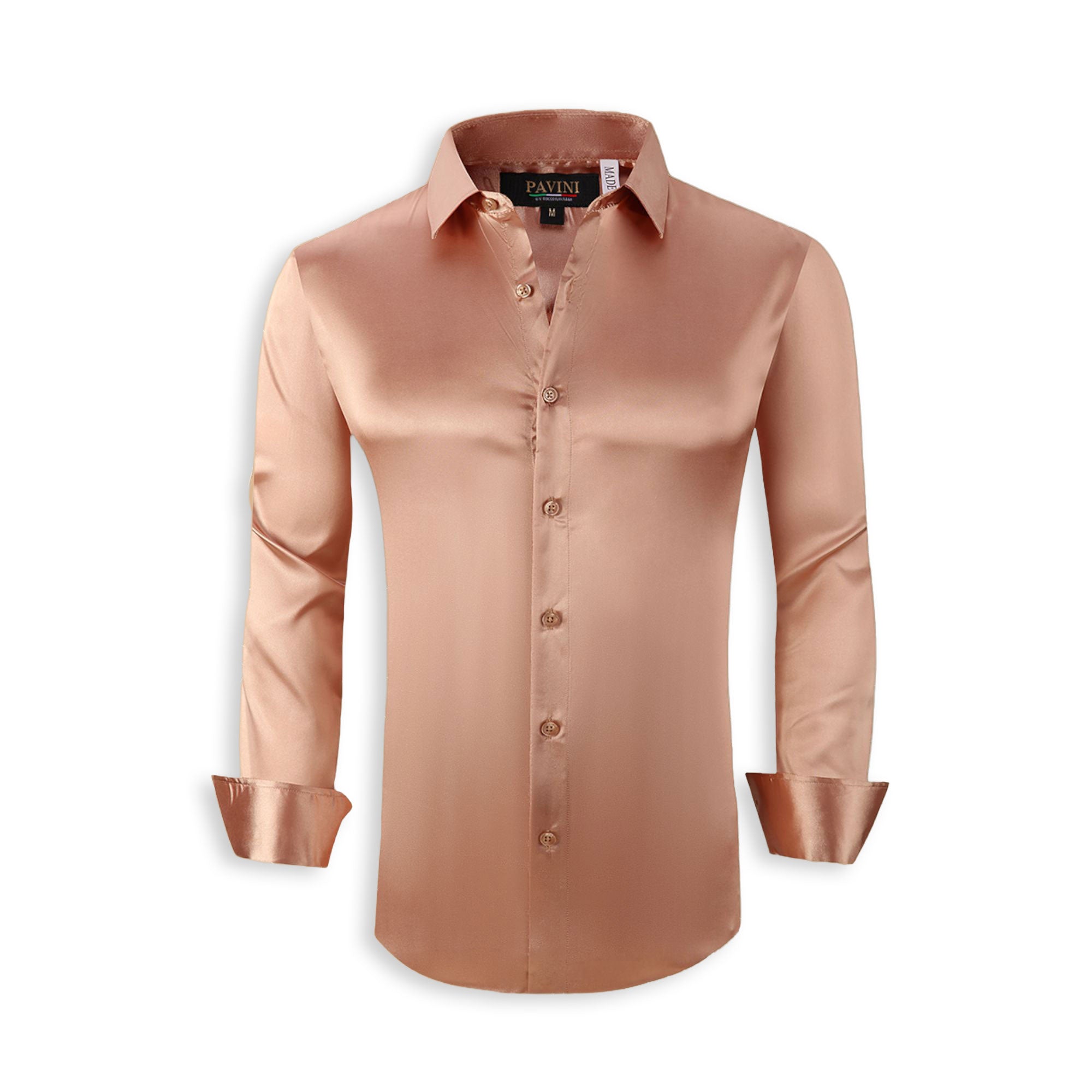 Pavini Champagne Satin Long Sleeve Shirt