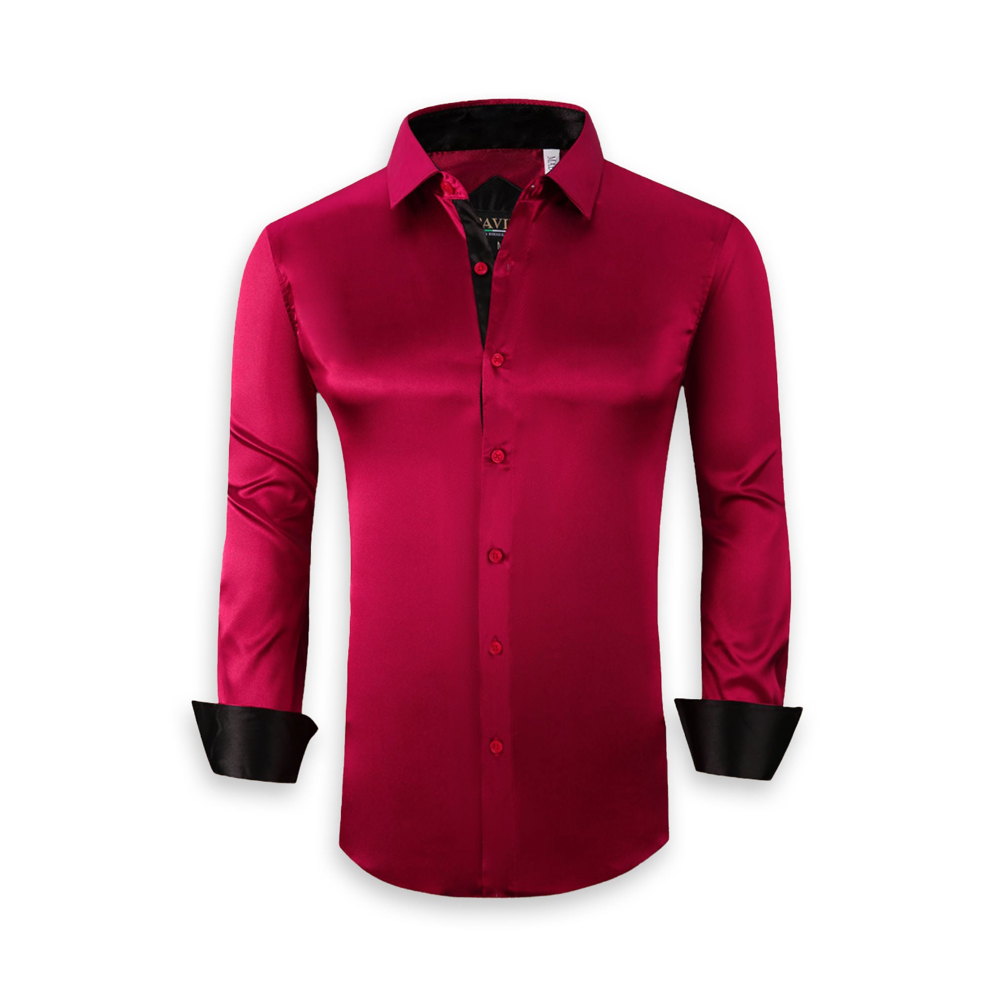 Pavini Red Fuchsia Satin Long Sleeve Shirt