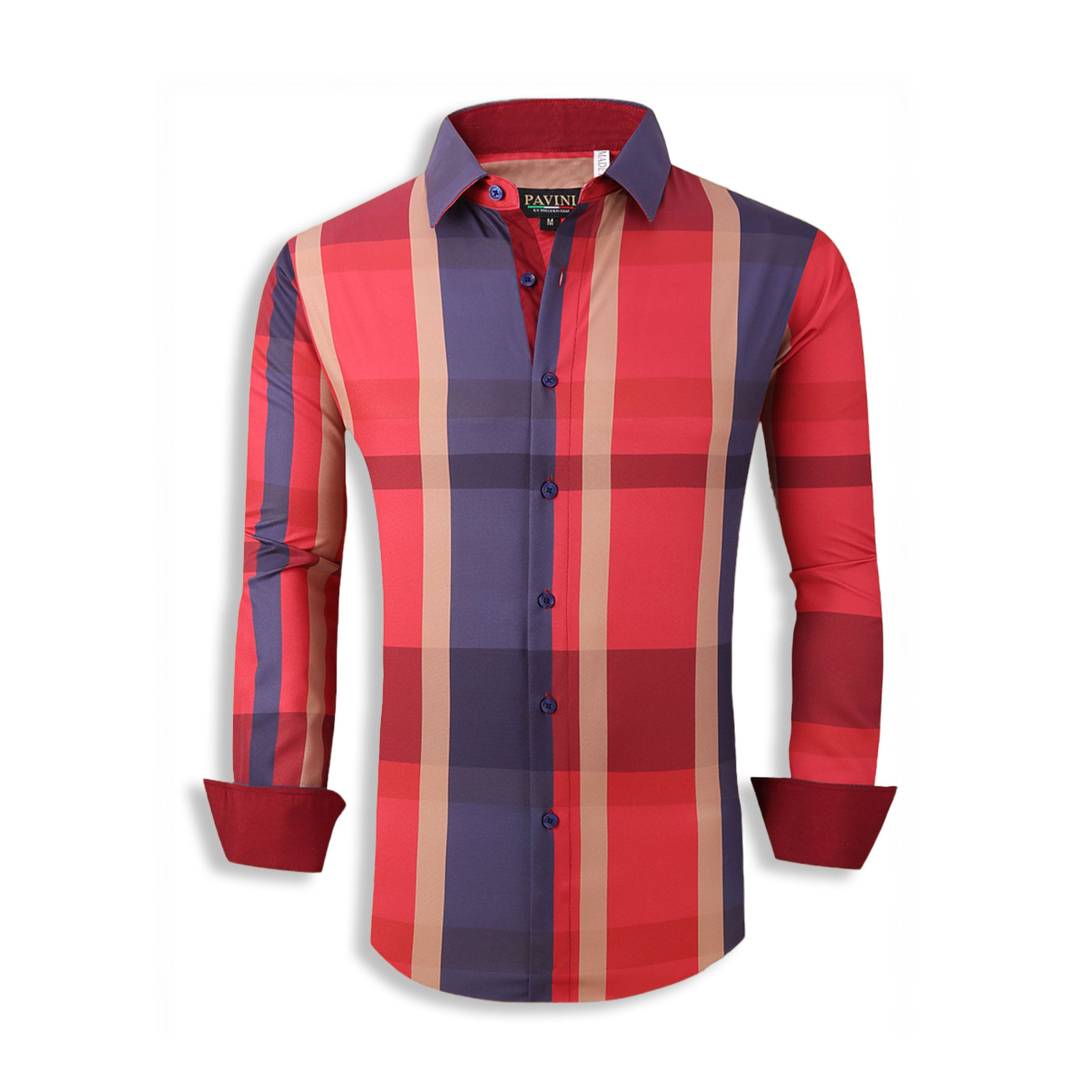 Pavini Blue & Red Plaid Long Sleeve Shirt