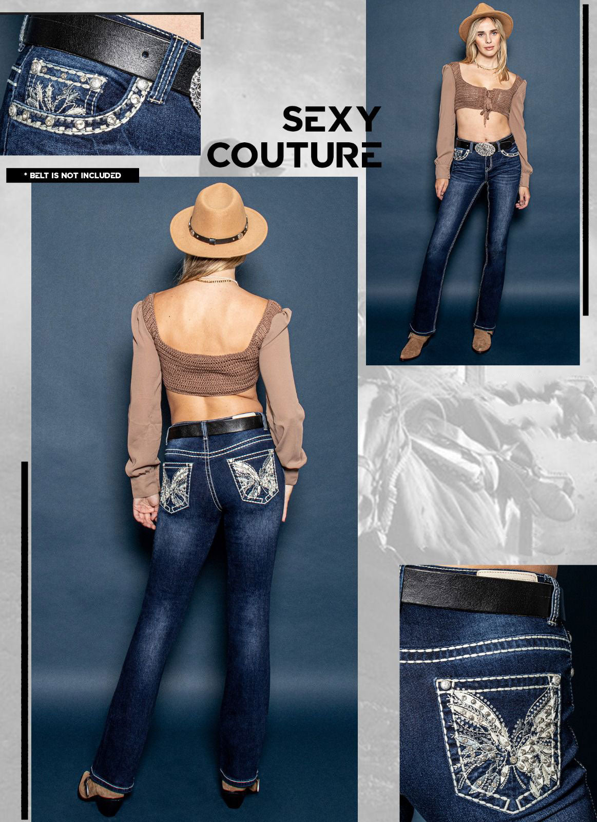 Sexy Couture Dark Blue Rhinestone Boot Cut Jeans