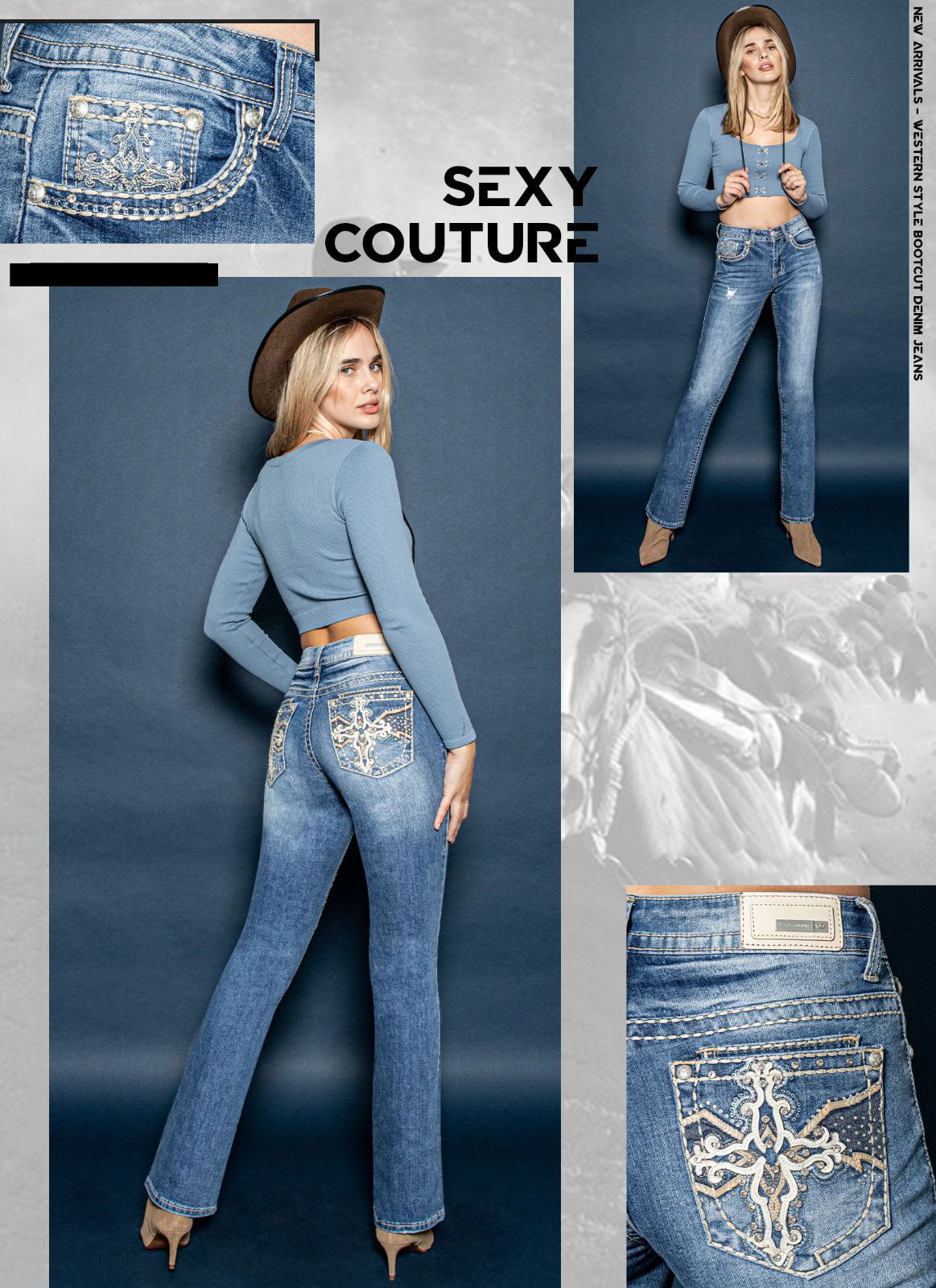 Sexy Couture Medium Blue Rhinestone Boot Cut Jeans