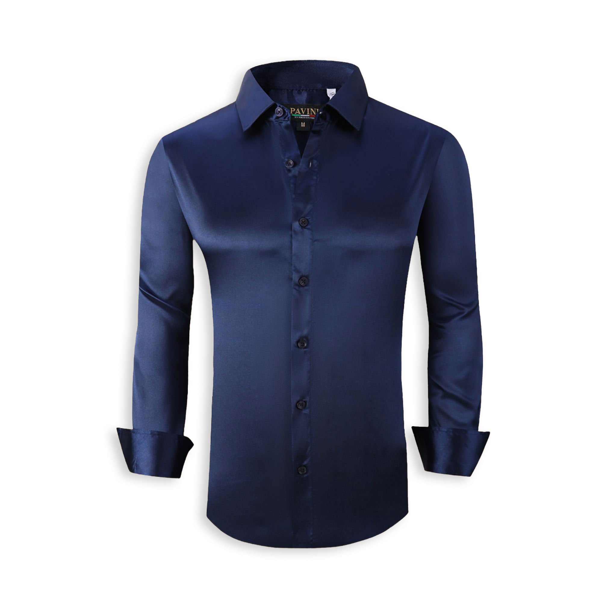 Pavini Navy Satin Long Sleeve Shirt