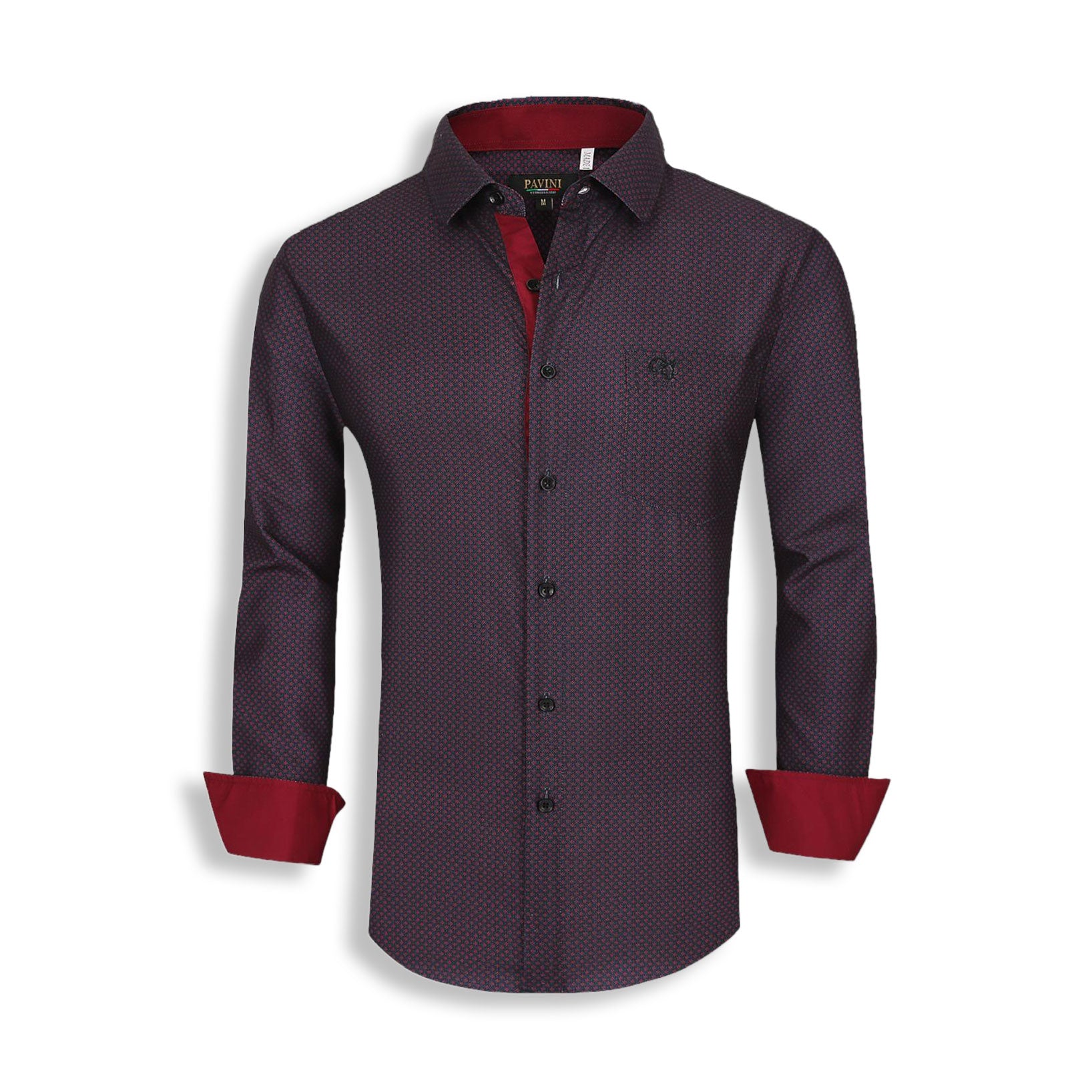 Pavini Black Cherry Print Long Sleeve Shirt