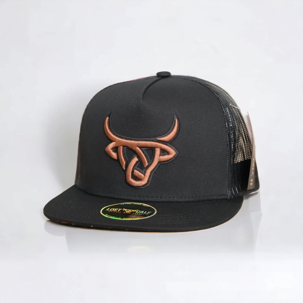 Lost Calf Black Lazo Flat Bill Trucker Cap