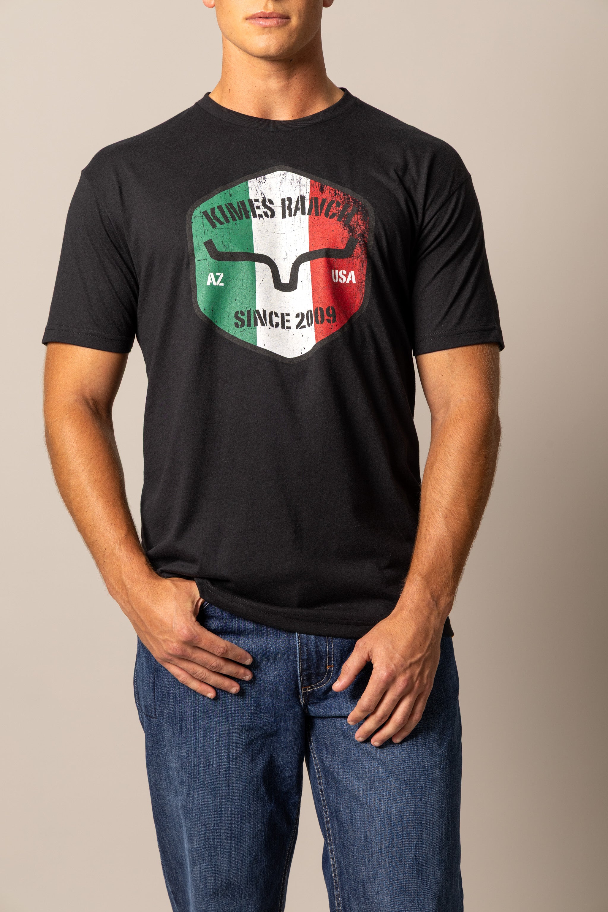 Kimes Ranch Triple Stripe Black T-Shirt