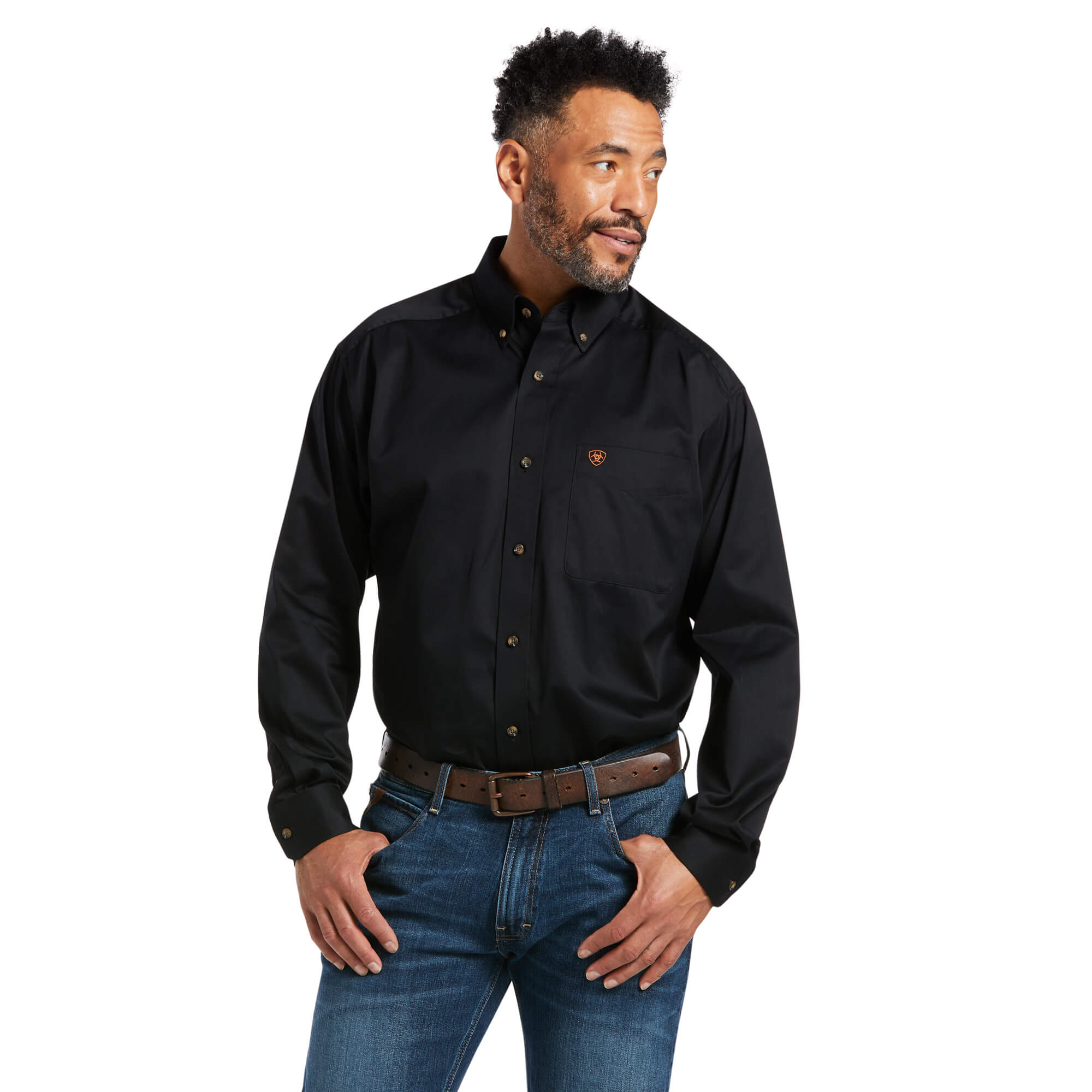 Ariat Black Solid Twill Classic Fit Long Sleeve Shirt