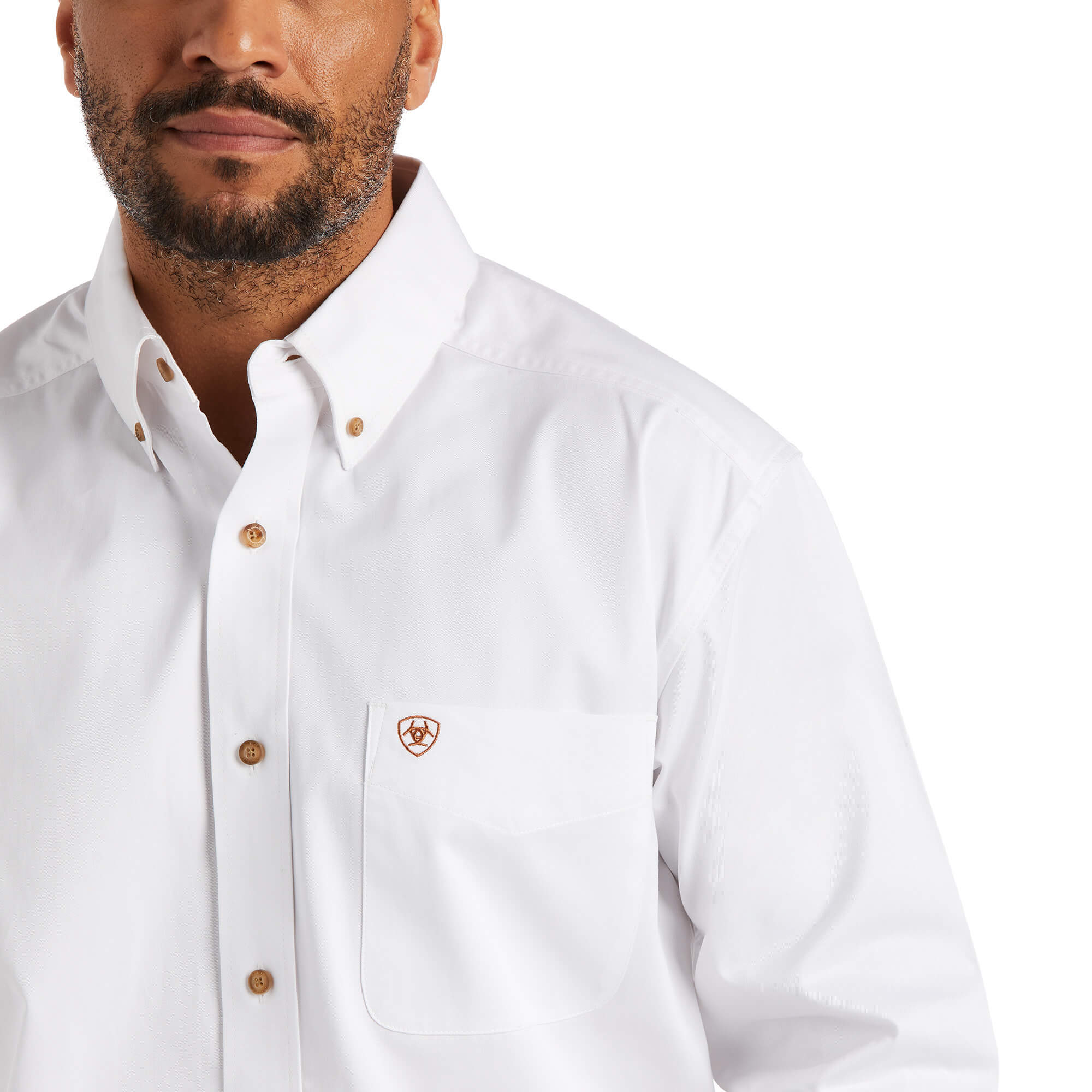 Ariat White Solid Twill Classic Fit Long Sleeve Shirt