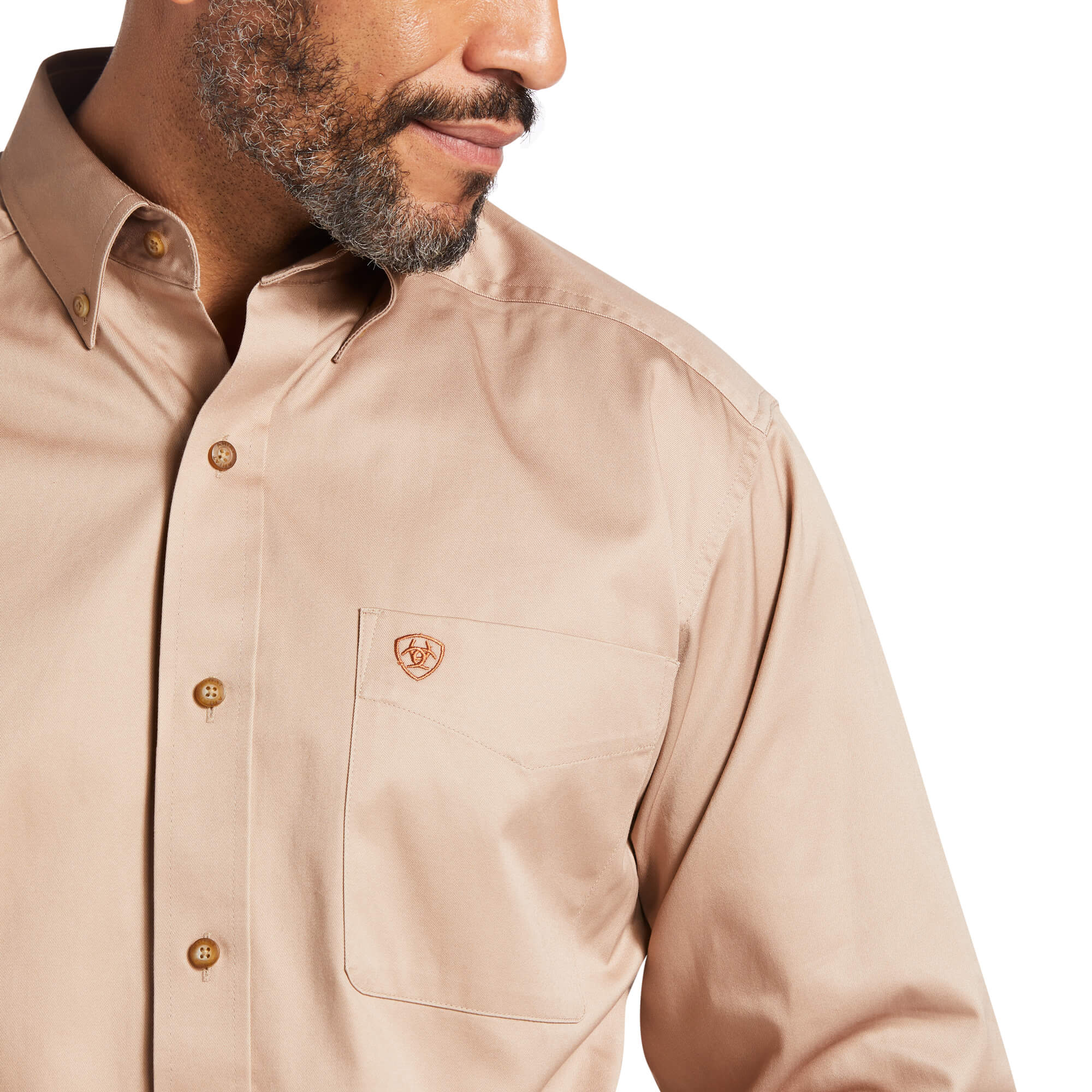 Ariat Khaki Solid Twill Classic Fit Long Sleeve Shirt