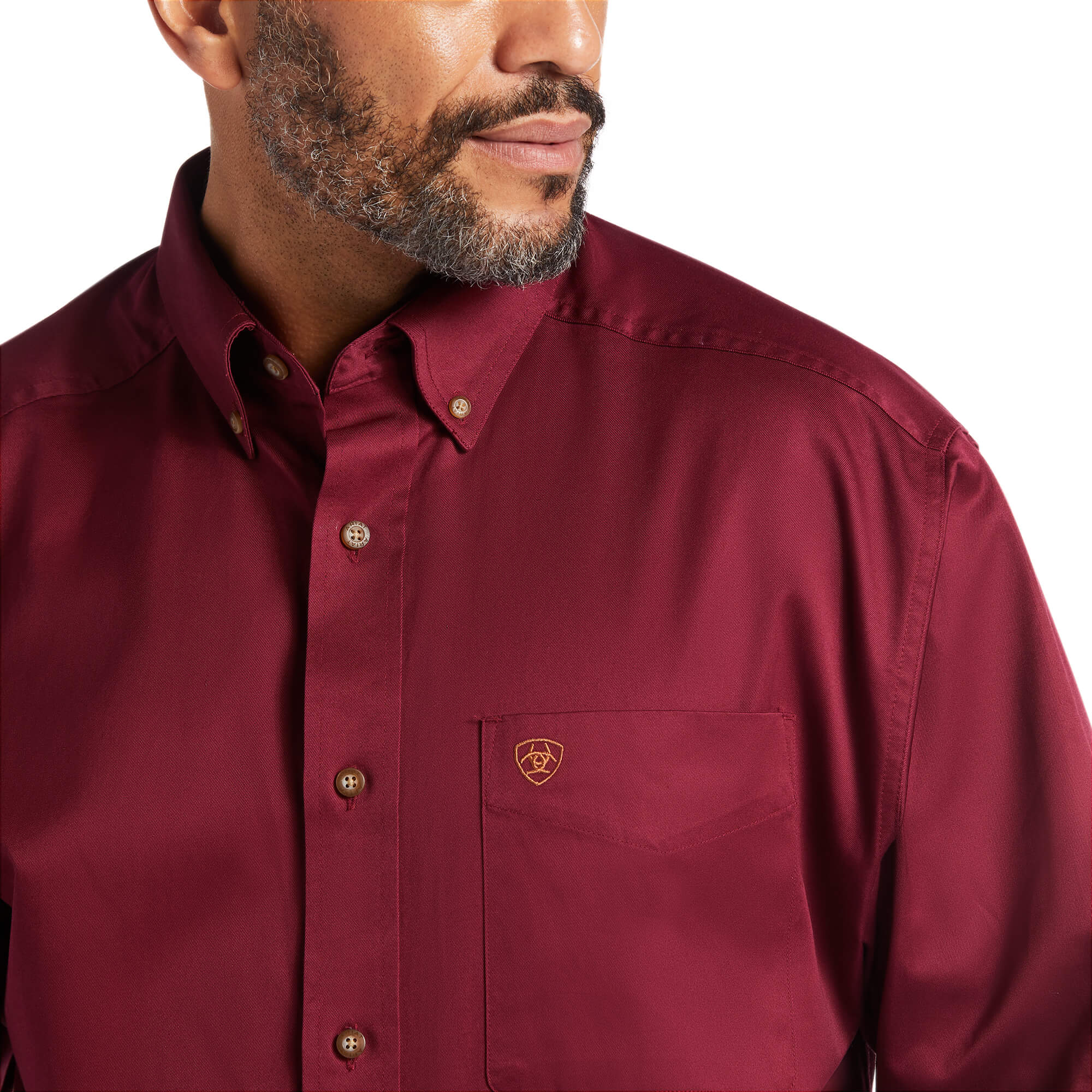 Ariat Burgundy Solid Twill Classic Fit Long Sleeve Shirt