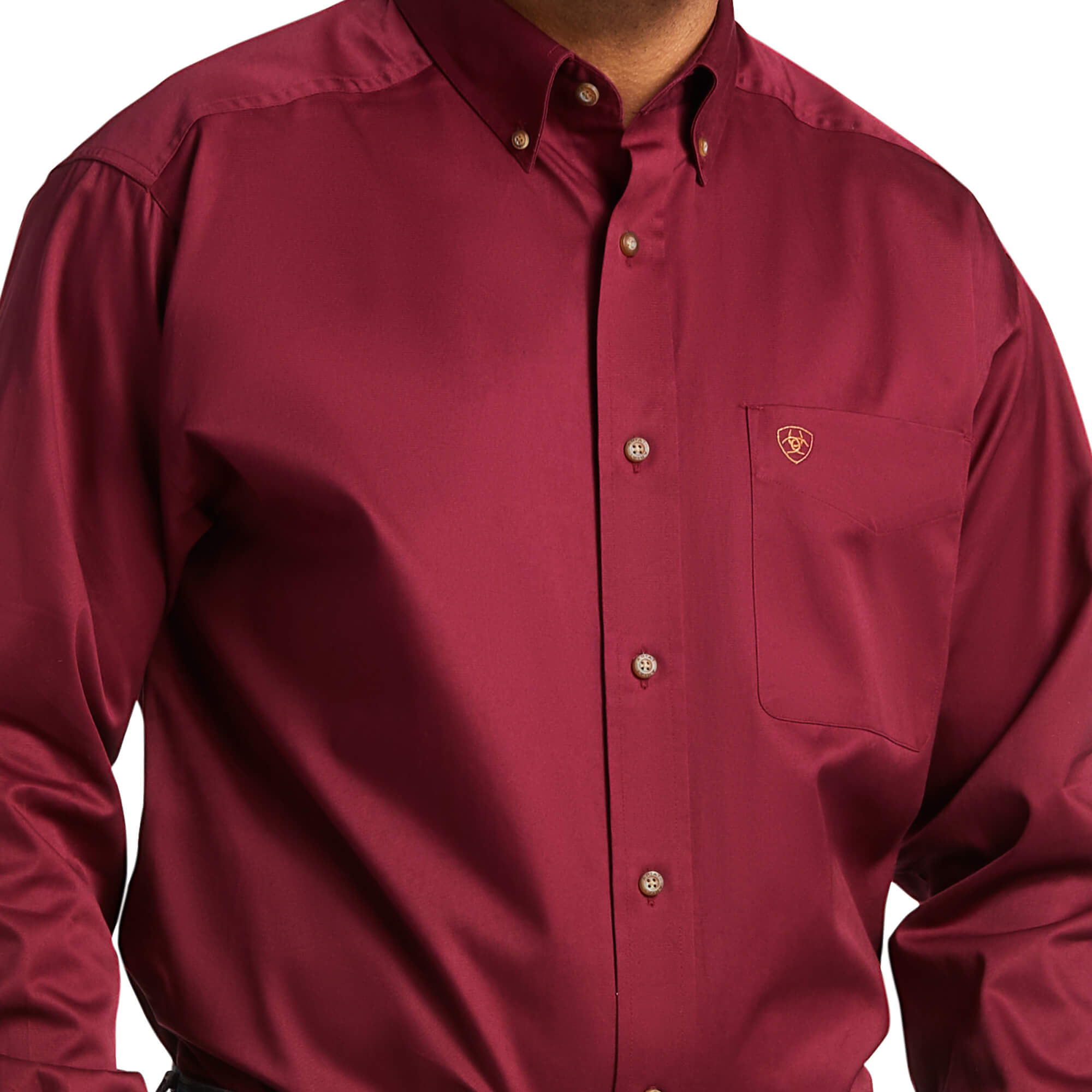 Ariat Burgundy Solid Twill Classic Fit Long Sleeve Shirt