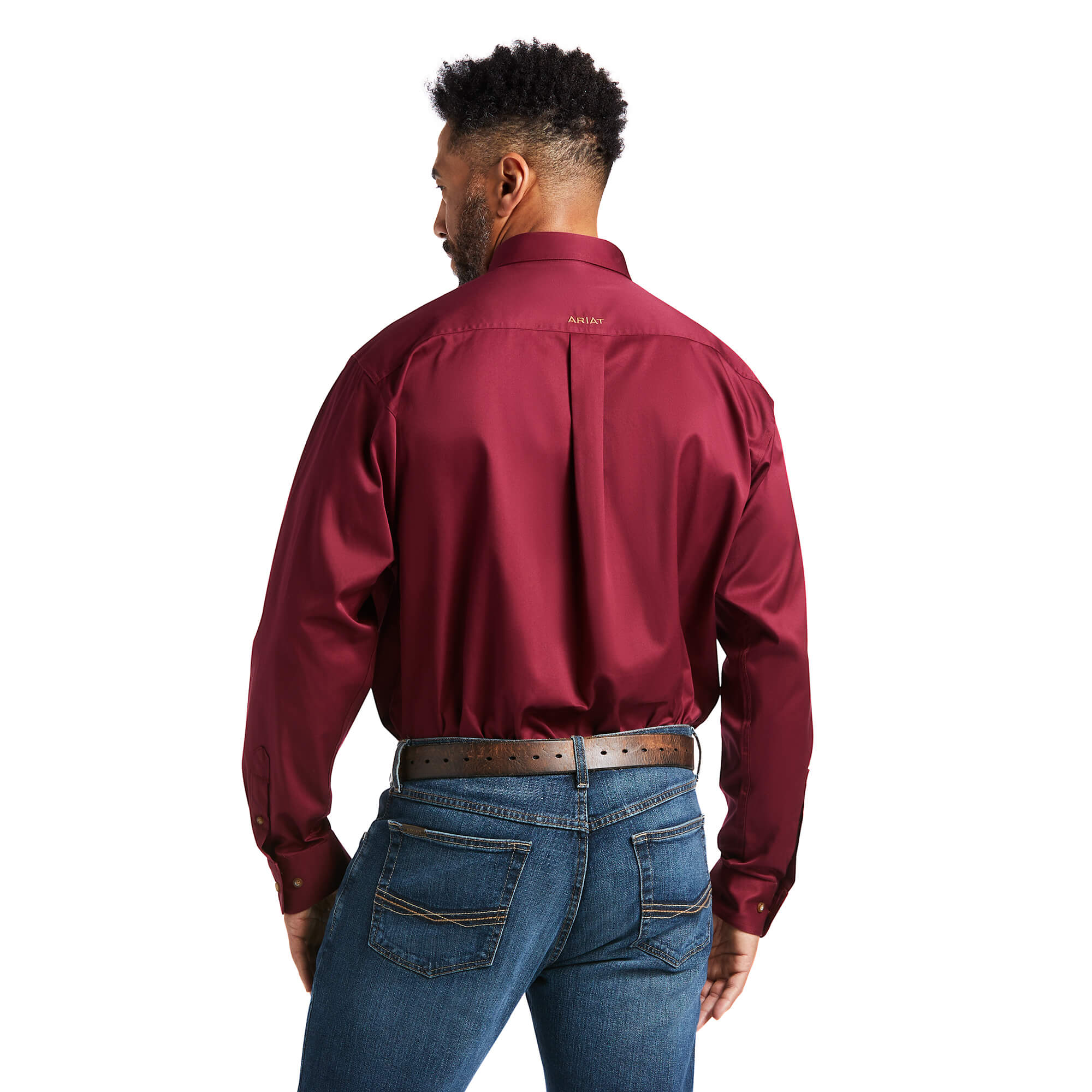 Ariat Burgundy Solid Twill Classic Fit Long Sleeve Shirt