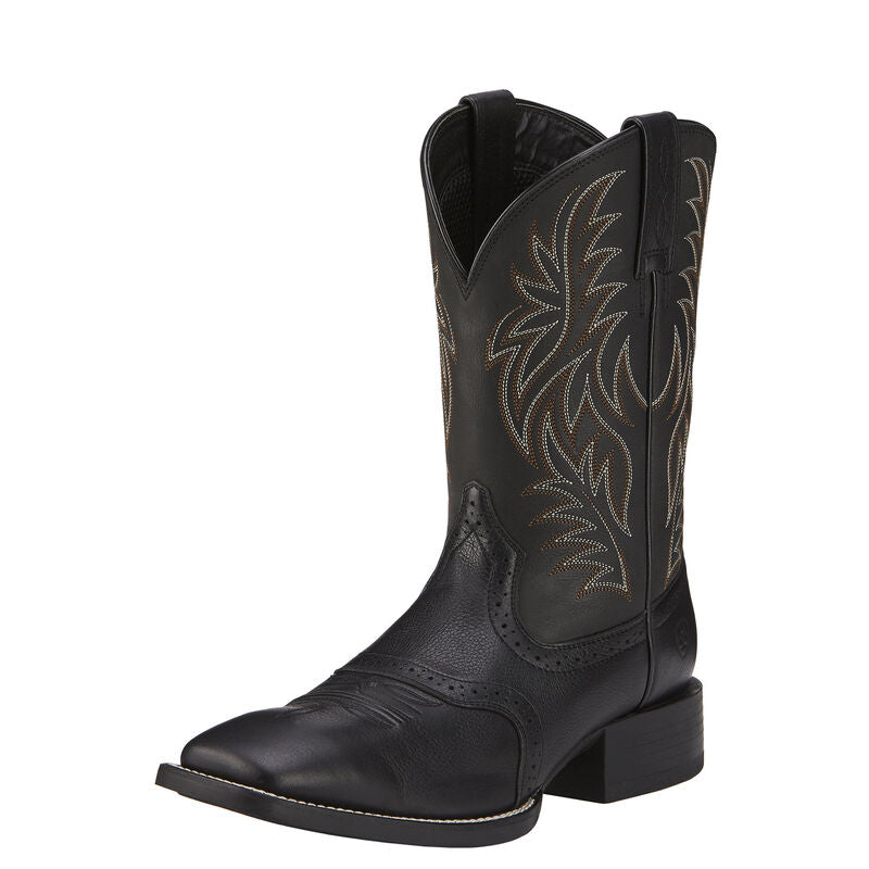 Ariat Men's Black Deertan Sport Wide Square Toe Western Boot