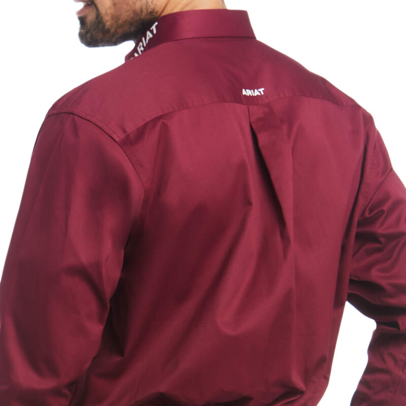 Ariat Burgandy Team Logo Twill Classic Fit Long Sleeve Shirt