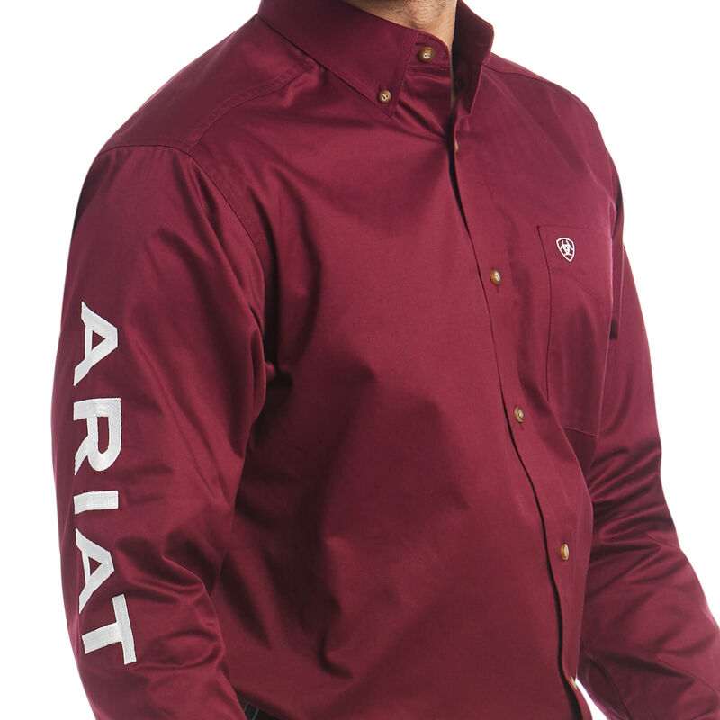 Ariat Burgandy Team Logo Twill Classic Fit Long Sleeve Shirt