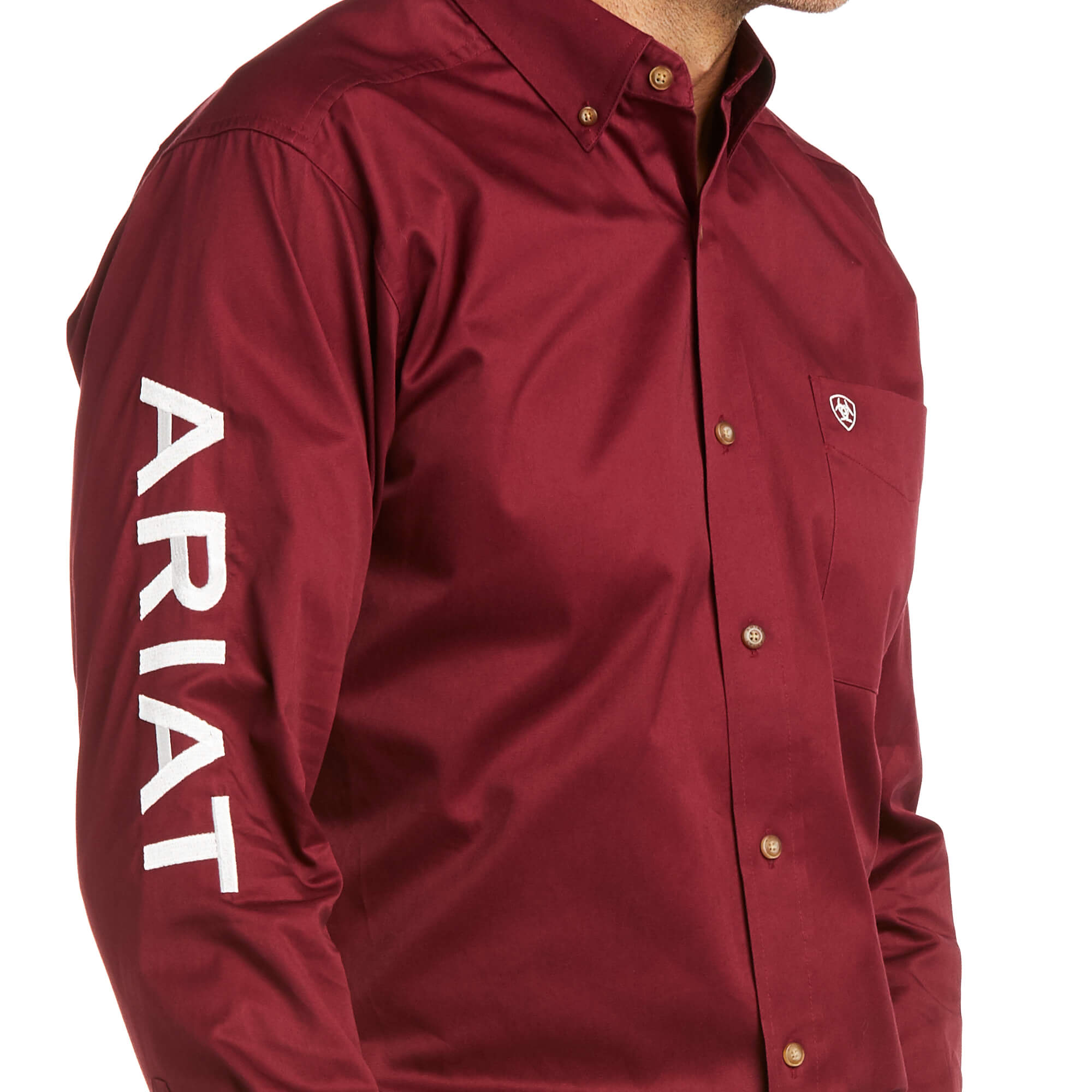 Ariat Burgundy Team Logo Twill Fitted Long Sleeve Shirt