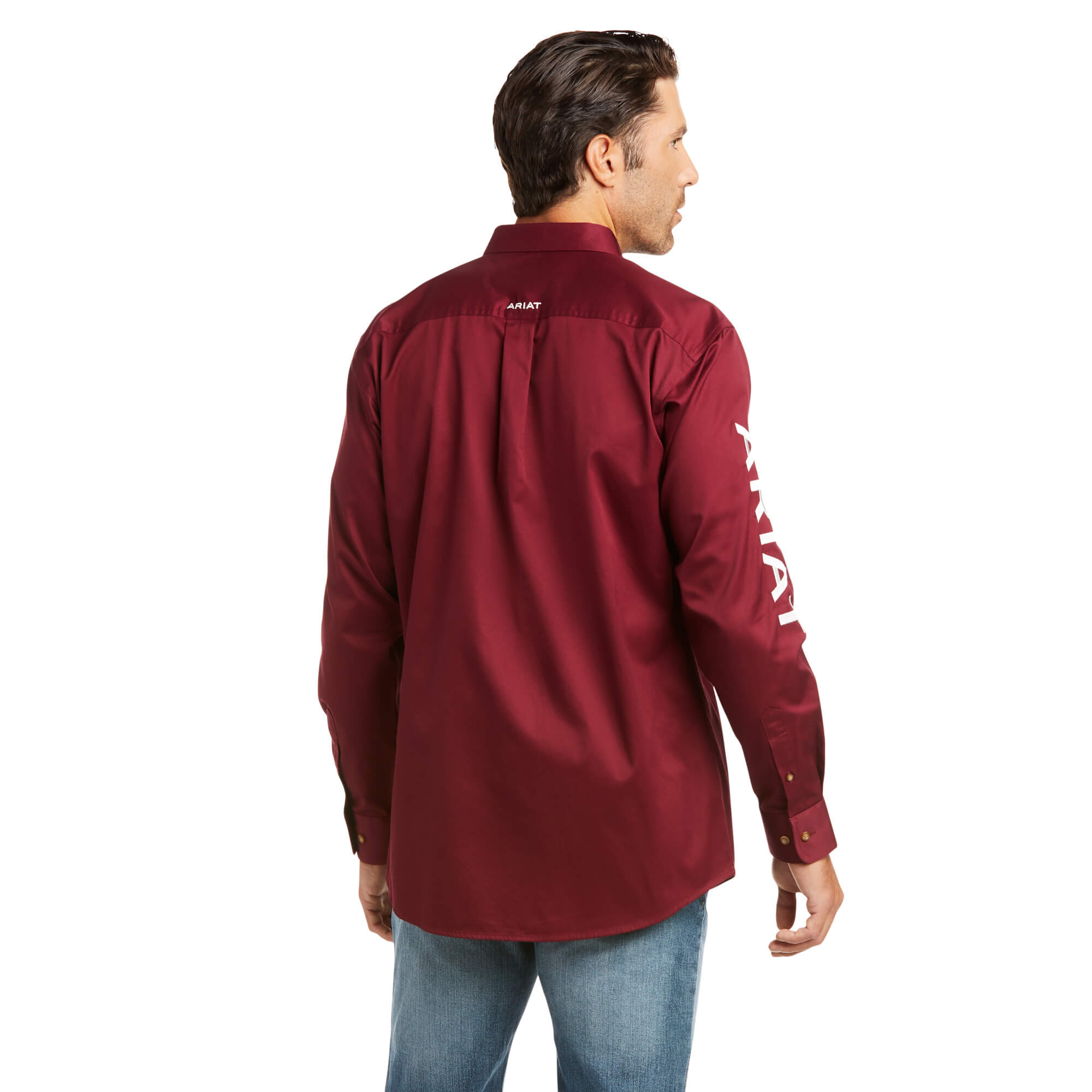 Ariat Burgundy Team Logo Twill Fitted Long Sleeve Shirt