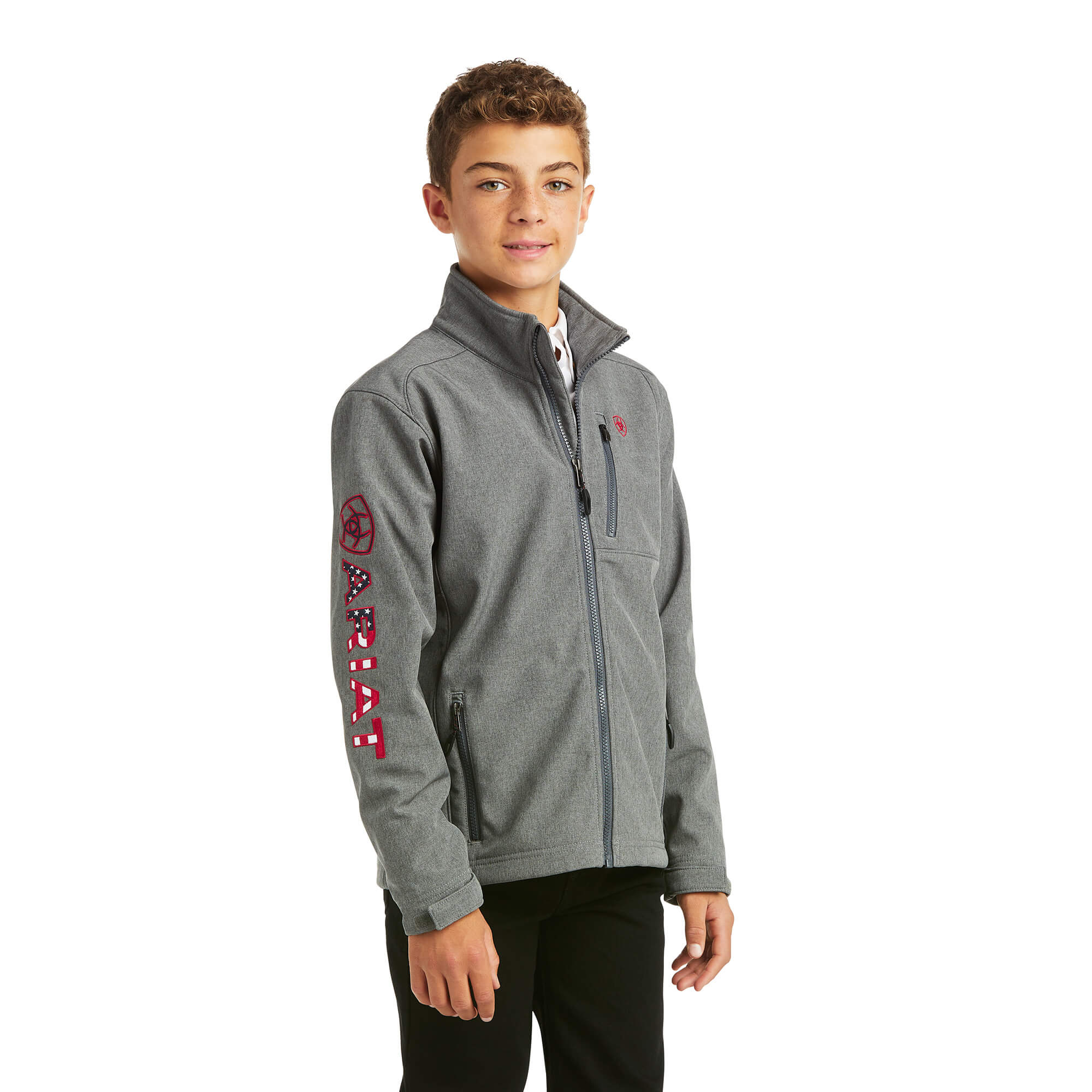 Ariat Kids Charcoal Americana Logo 2.0 Softshell Jacket