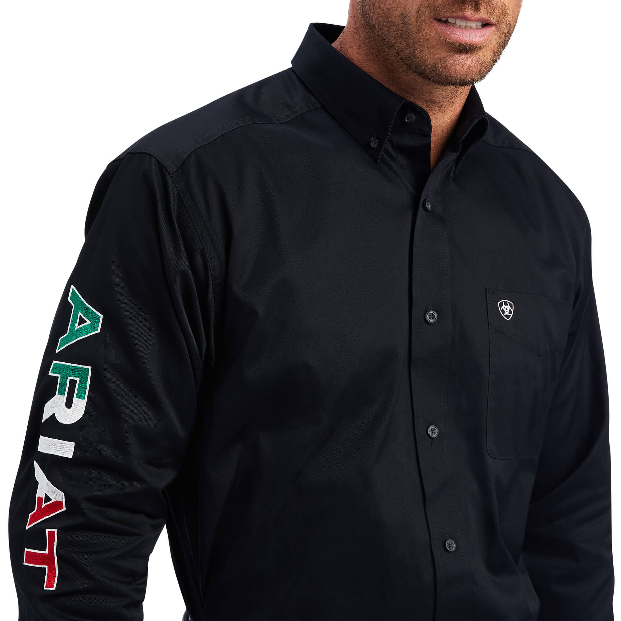 Ariat Black Mexico Team Logo Twill Classic Fit Long Sleeve Shirt