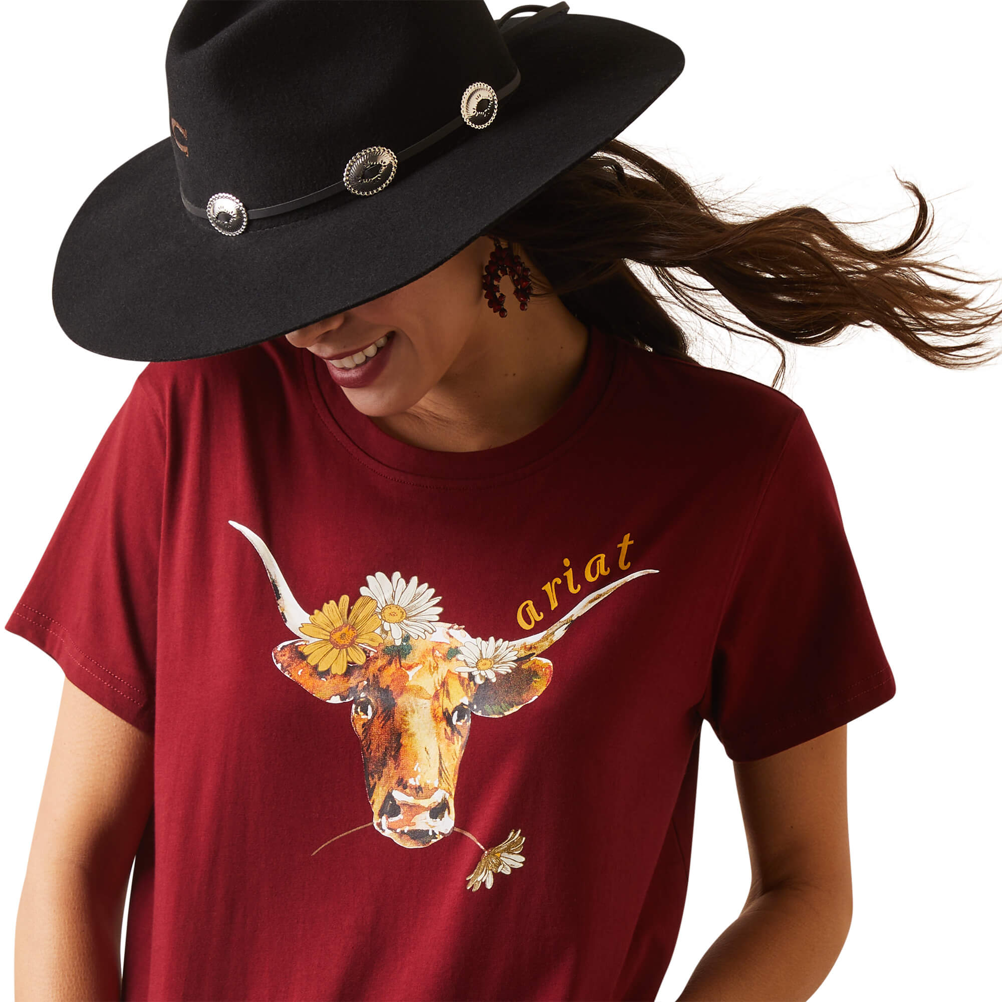 Ariat Women's Pomegranate REAL Daisy Steer Tee