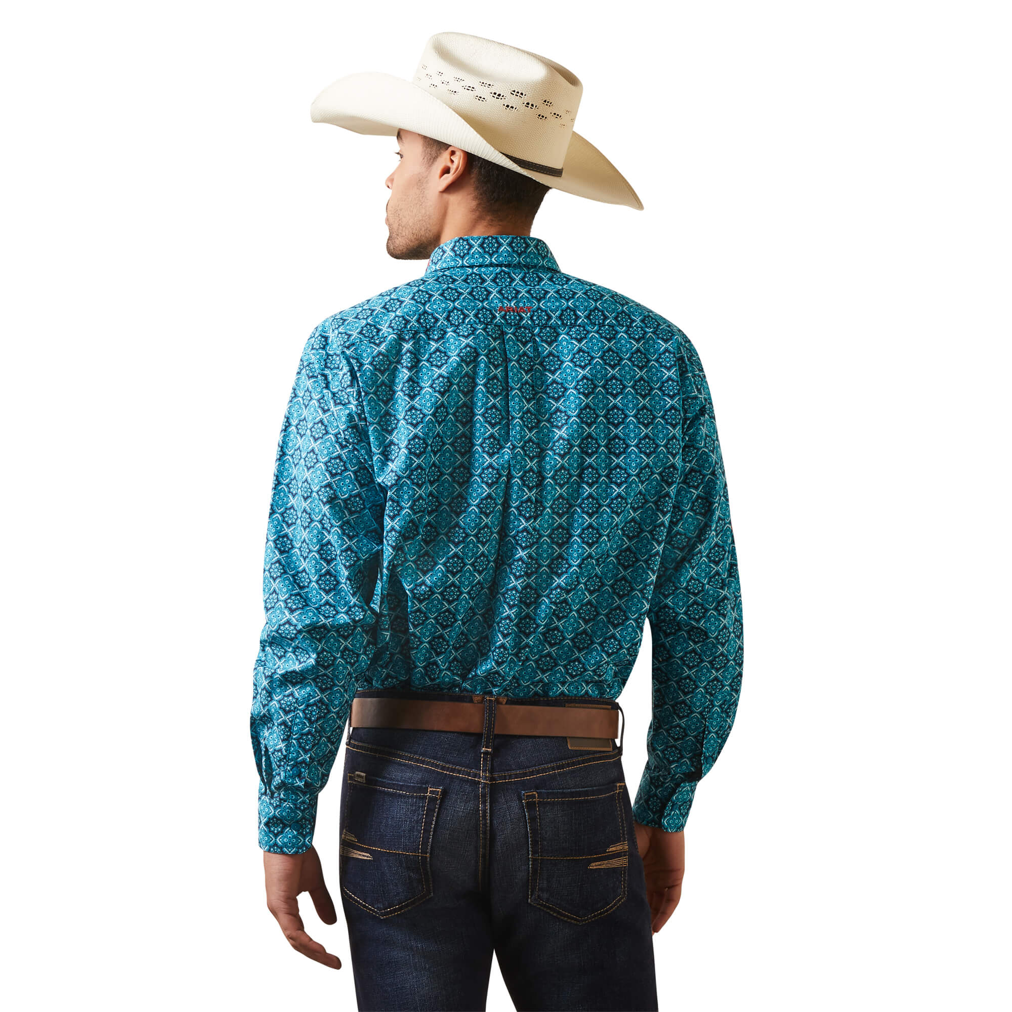 Ariat Blue Teal Team Solomon Classic Fit Long Sleeve Shirt