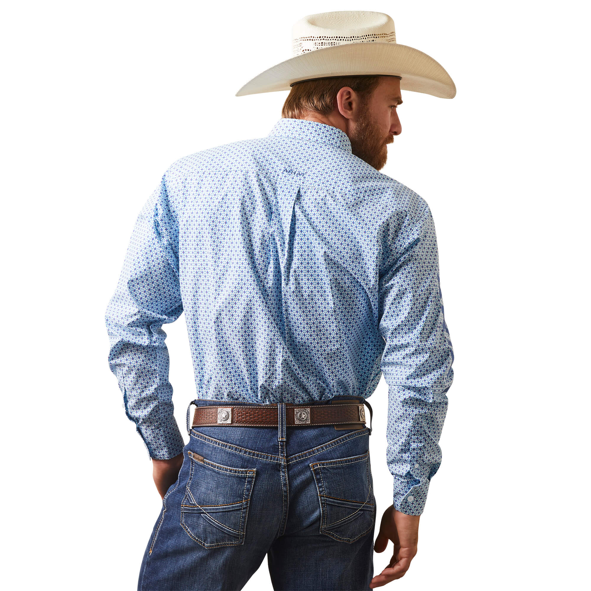 Ariat White Team Syed Fitted Long Sleeve Shirt