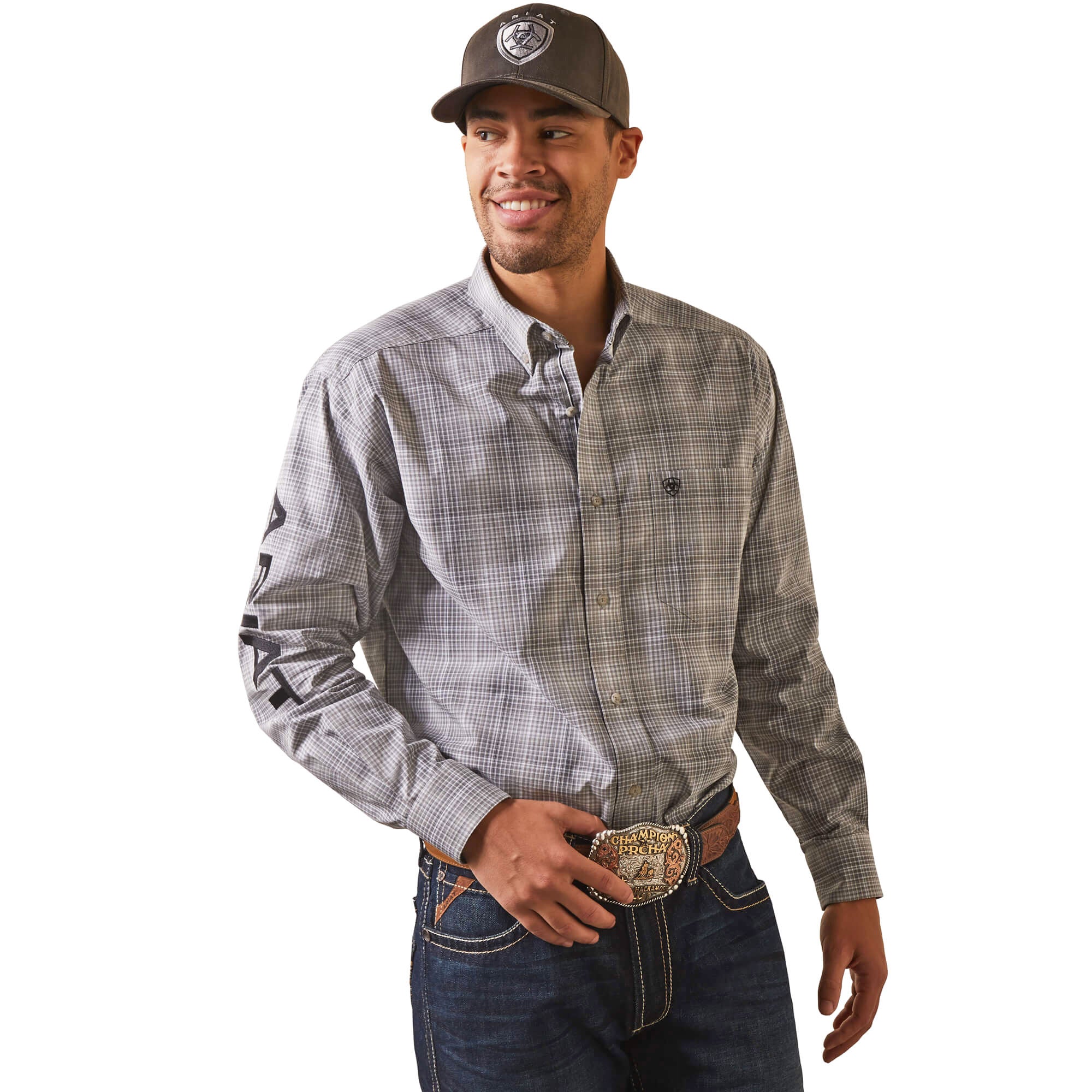 Ariat Gray Pro Team Houston Classic Fit Long Sleeve Shirt