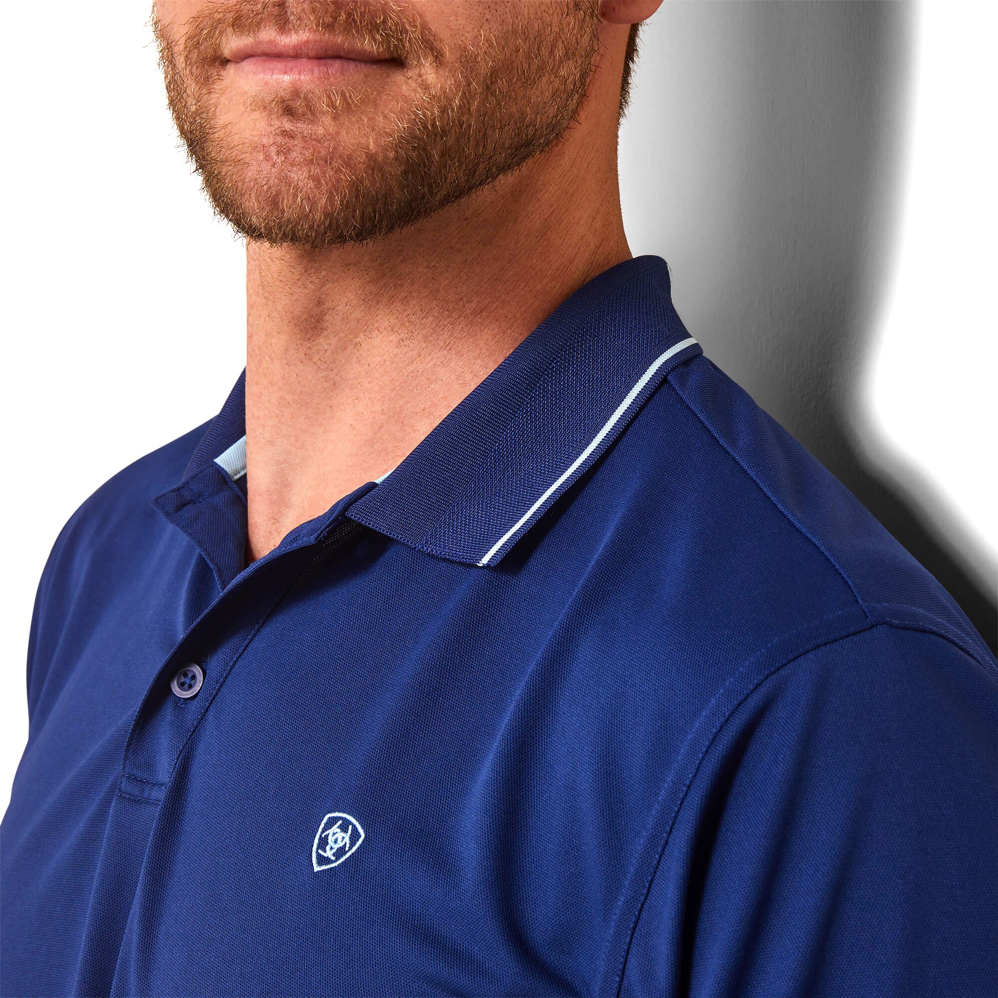 Ariat Cloudburst Blue Logo Fitted Polo