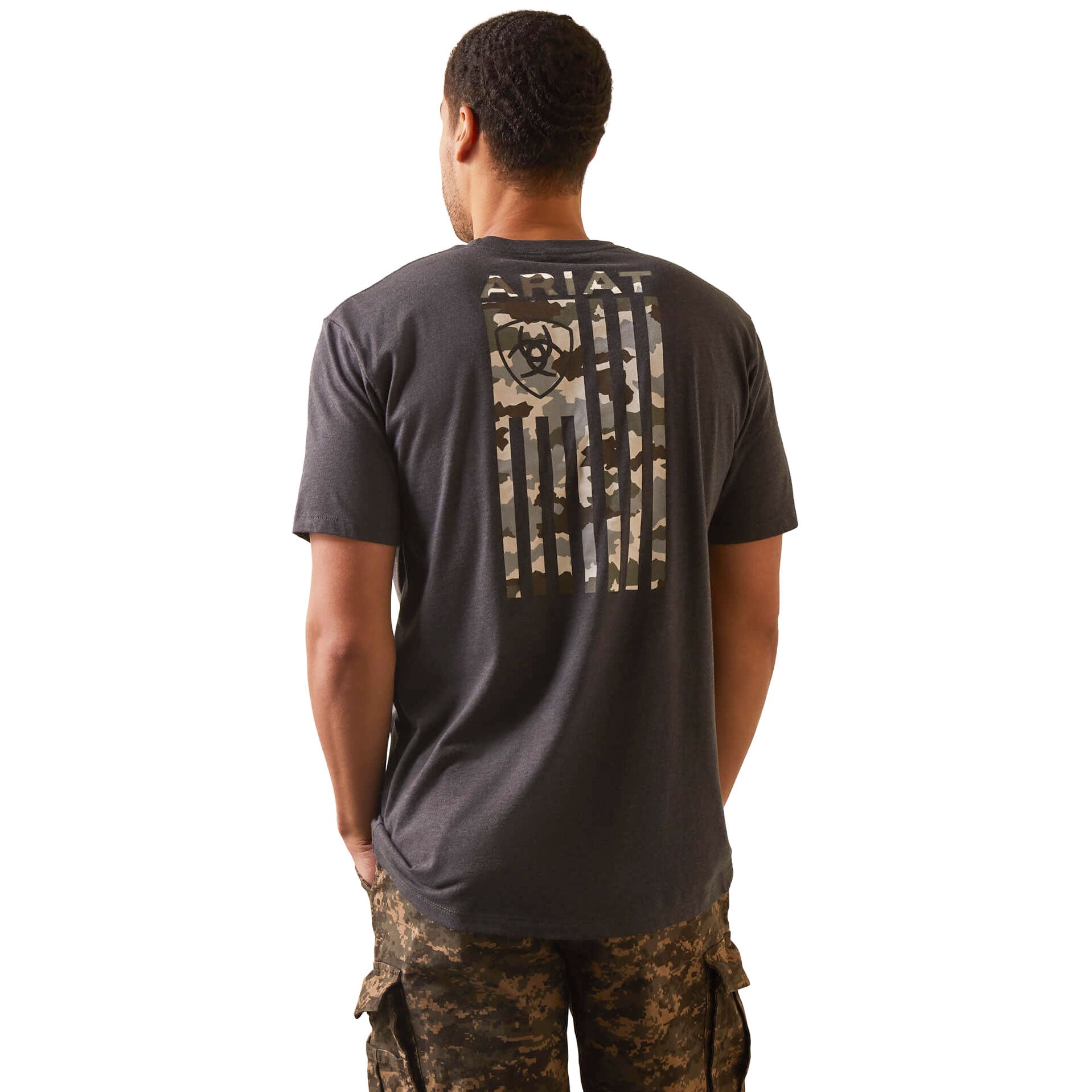 Ariat Charcoal Heather Camo Flag T-Shirt