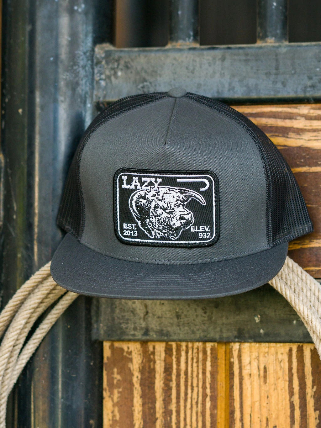 Lazy J Ranch Wear Grey & Grey Elevation Hereford Patch Cap