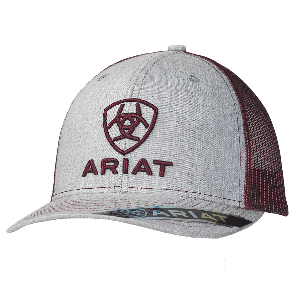 Ariat Heather Grey & Maroon Stacked Logo Cap