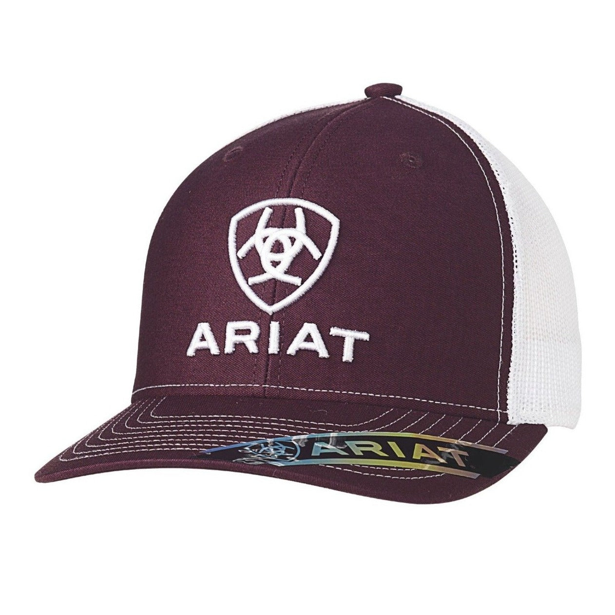 Ariat Maroon & White Stacked Logo Cap