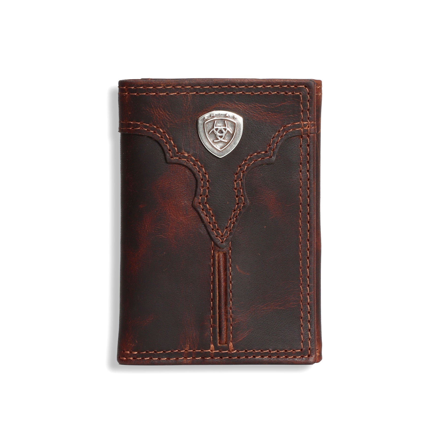 Ariat Brown Center Bump Trifold Wallet