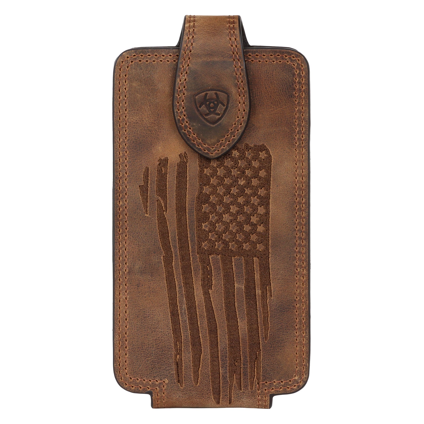 Ariat Brown Large Stitched Flag Phone Case