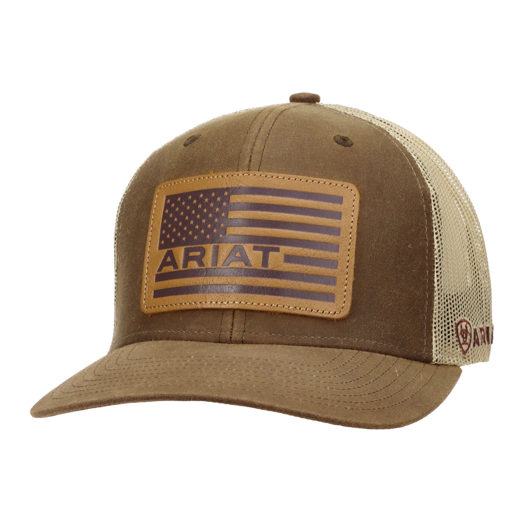 Ariat Brown USA Leather Patch Cap