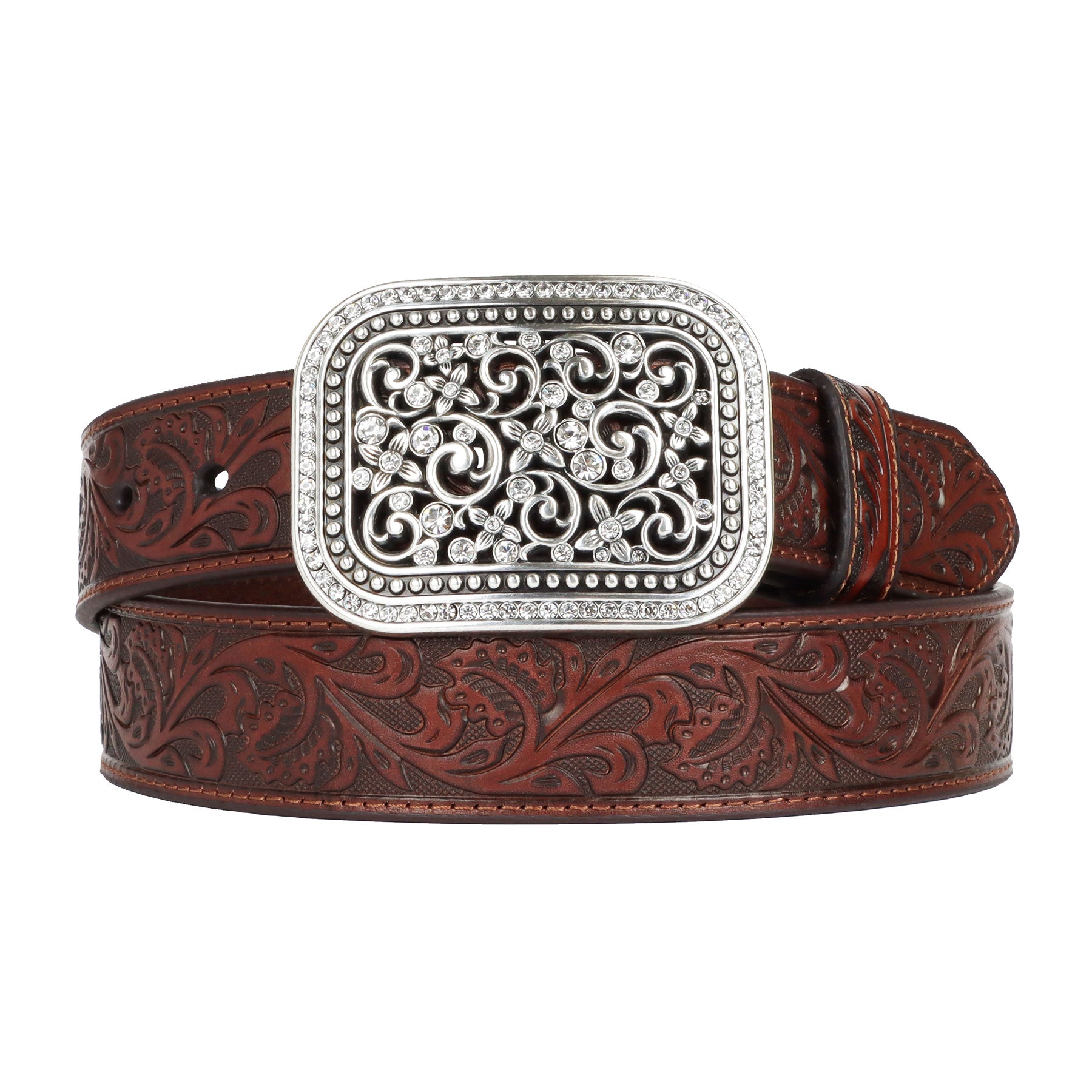 Ariat Women's Rhinestone Buckle Brown Belt