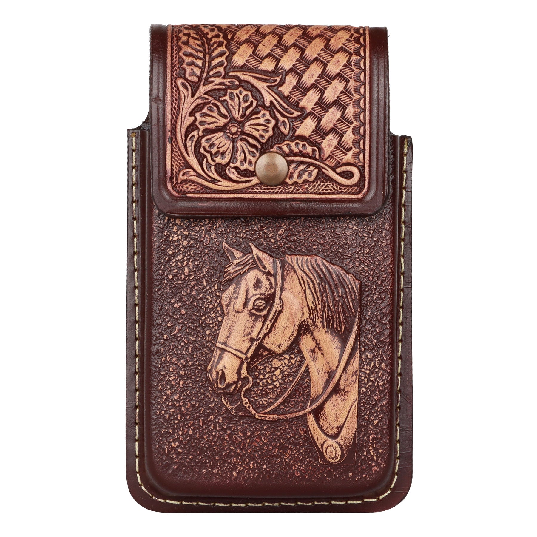 Tombstone Brown HorseHead Tooled Phone Case