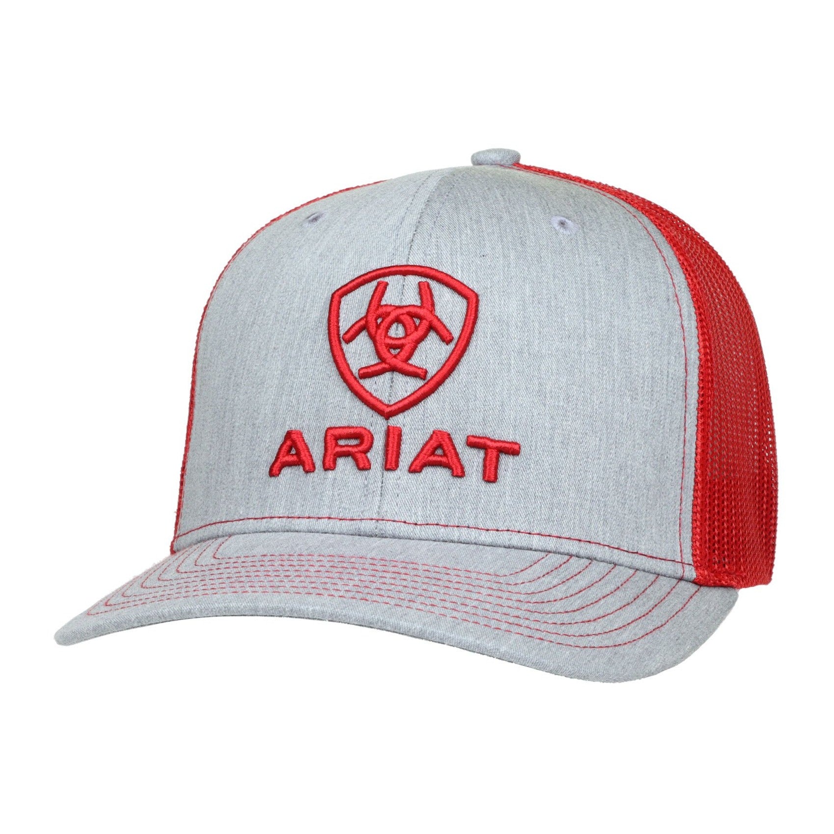 Ariat Heather Grey & Red Stacked Logo Cap