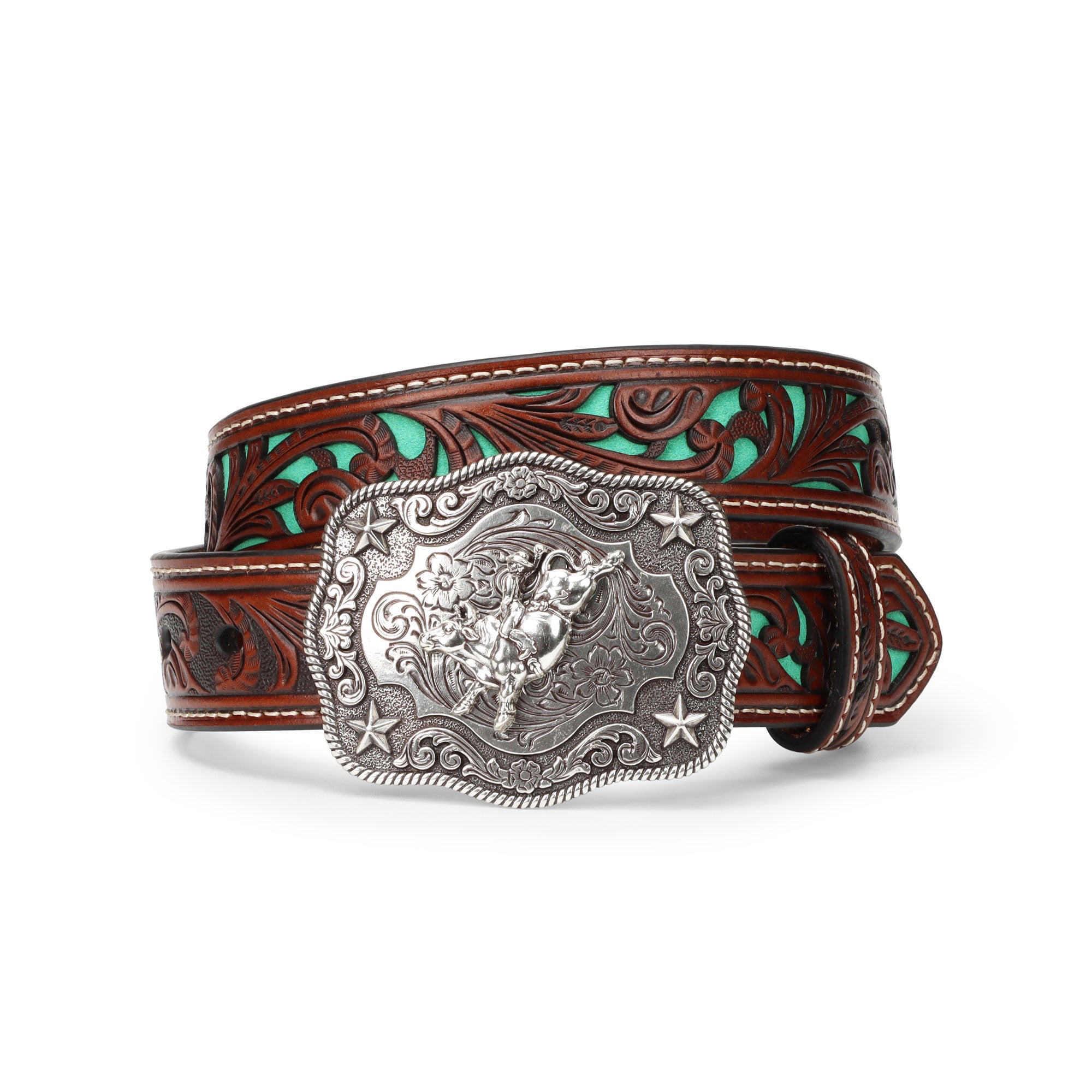 Nocona Youth Tooled Turquoise Belt